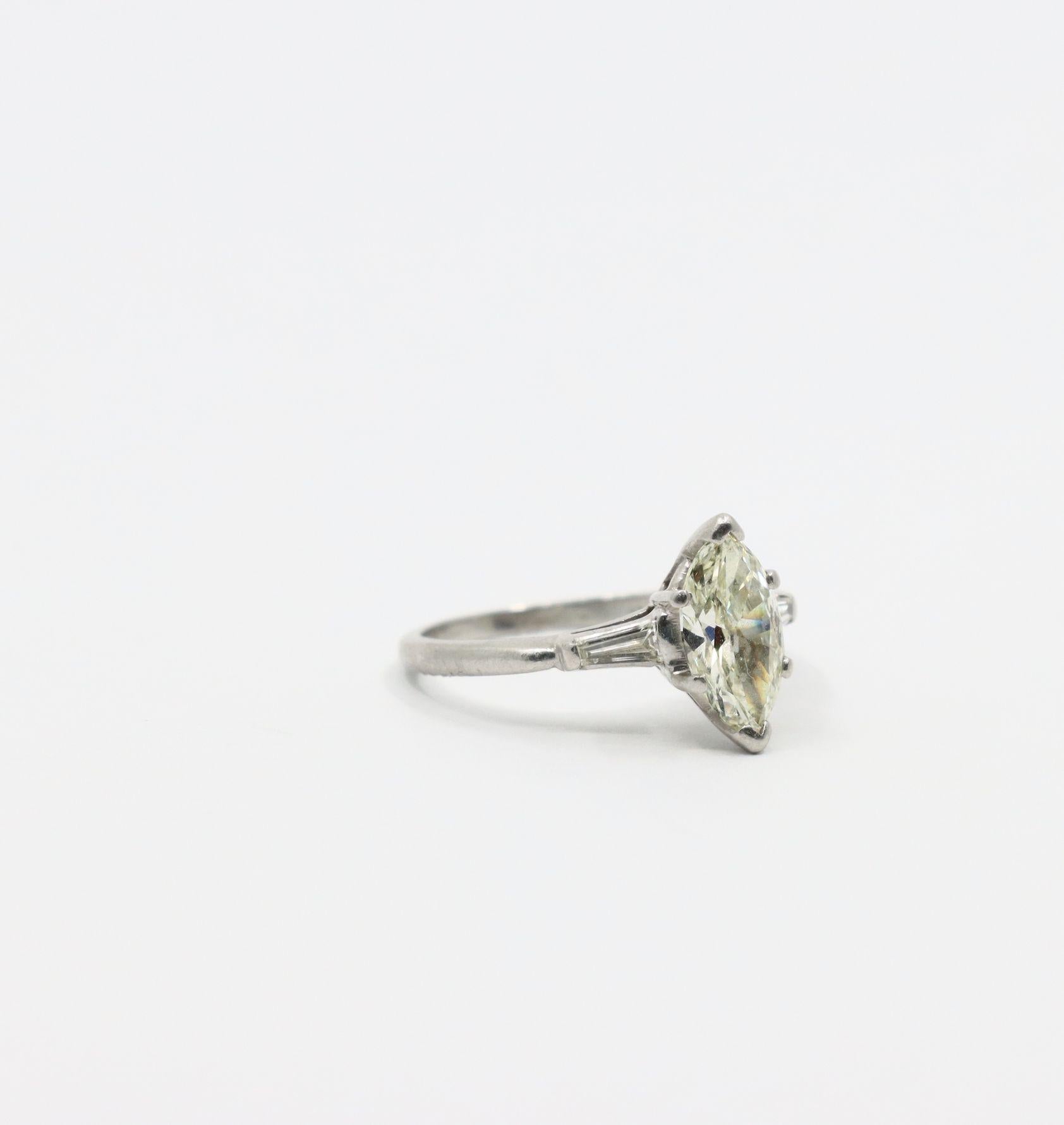 Vintage Platinum Marquise Diamond Ring