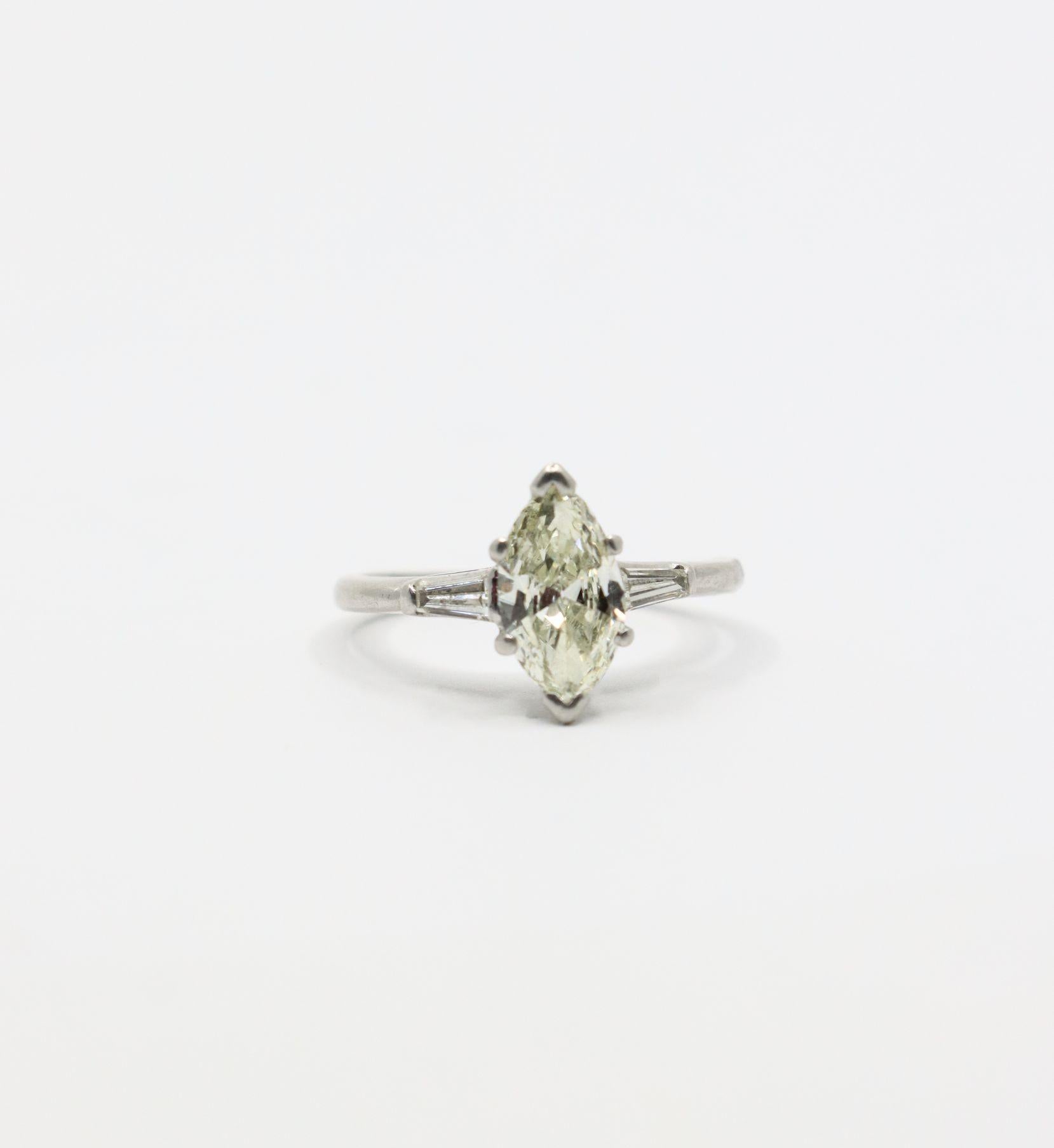 Vintage Platinum Marquise Diamond Ring