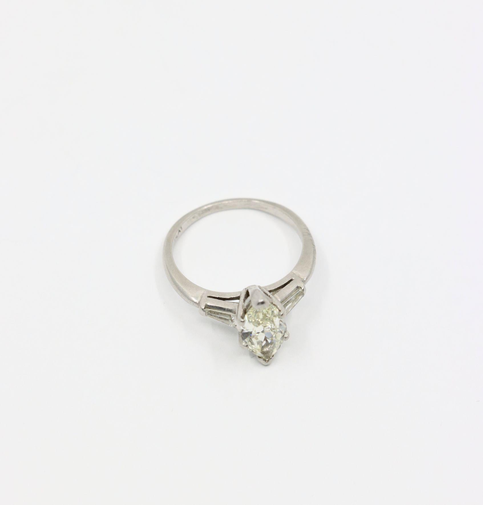Vintage Platinum Marquise Diamond Ring