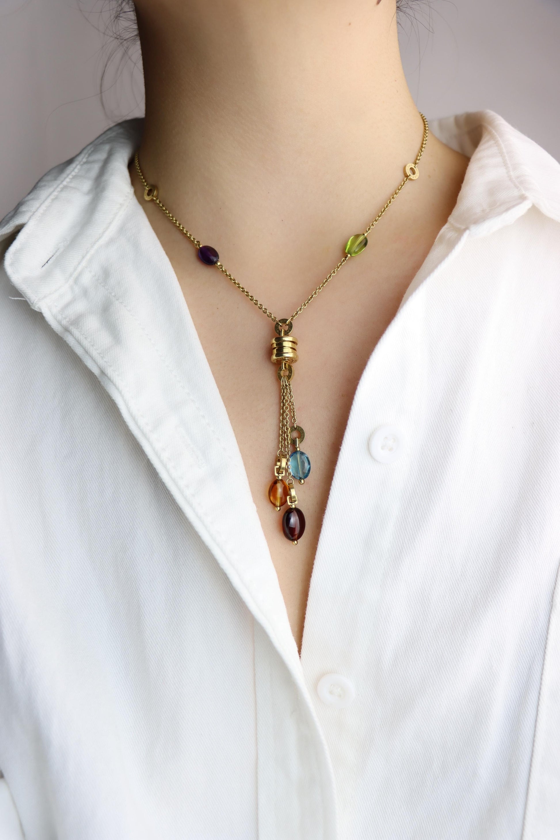 Bulgari B.Zero 18K Gold Multi Gemstone Necklace