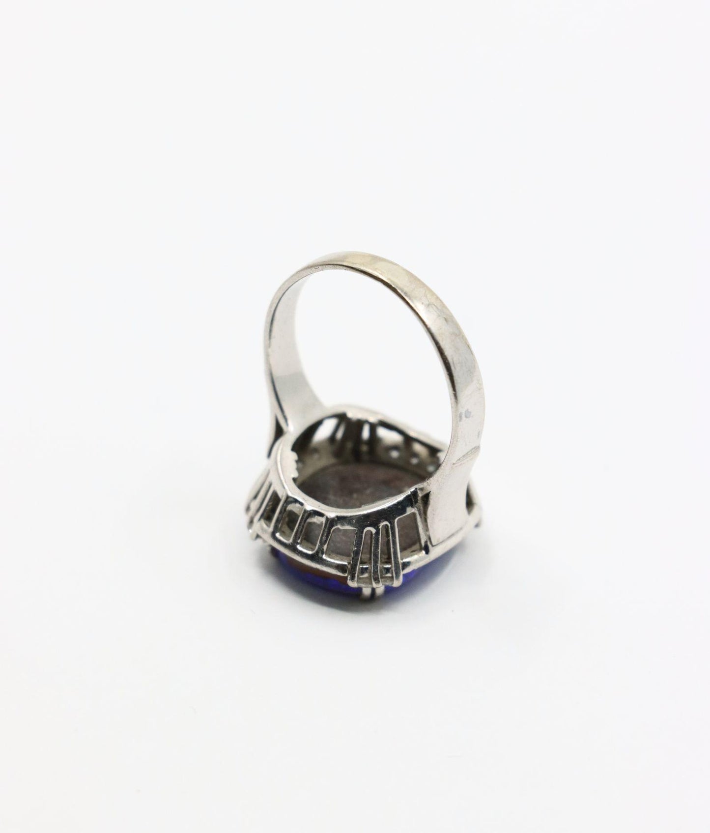 Vintage Platinum Diamond Boulder Opal Ring
