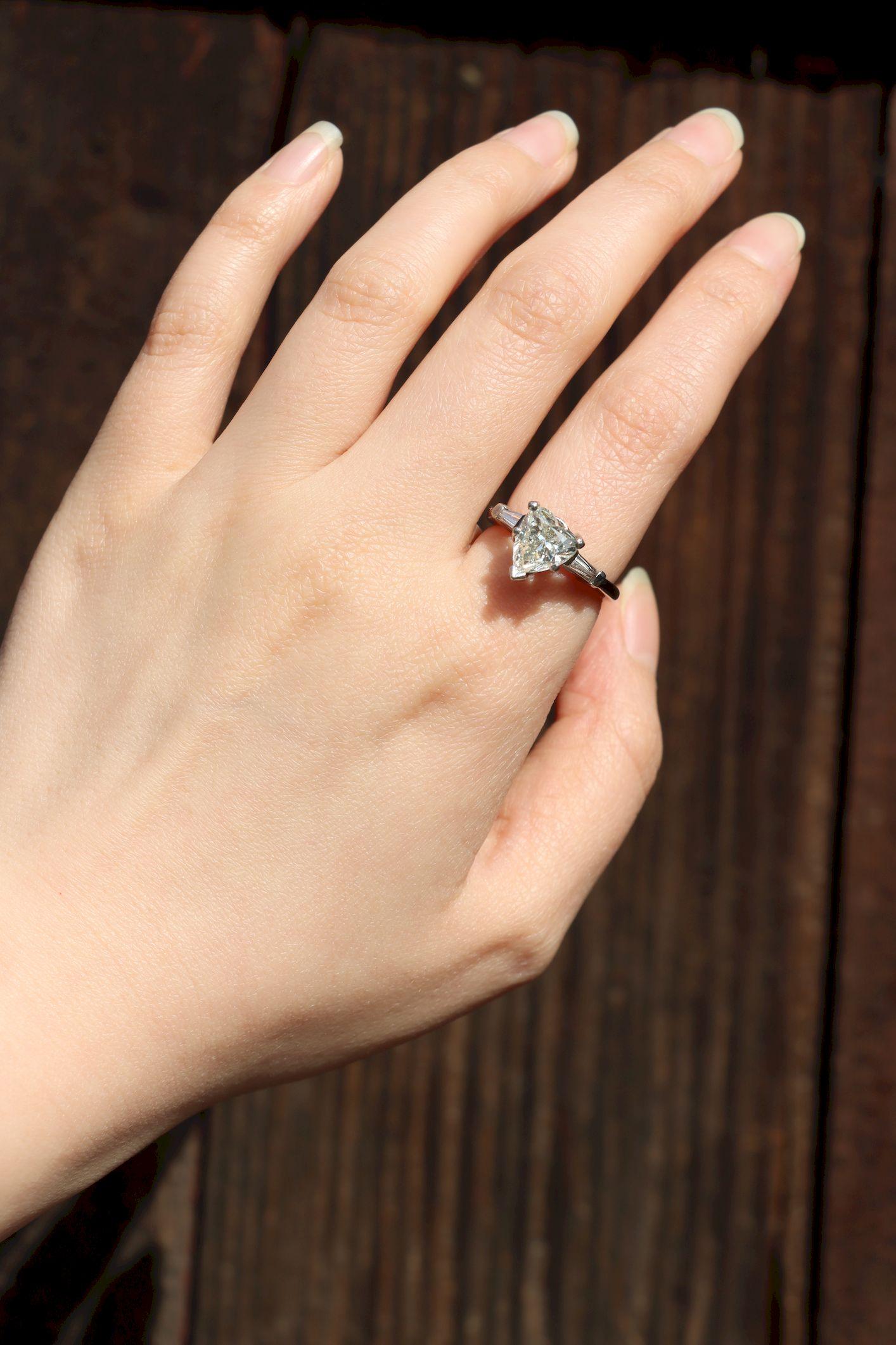 Vintage Platinum Heart Shape Diamond Ring