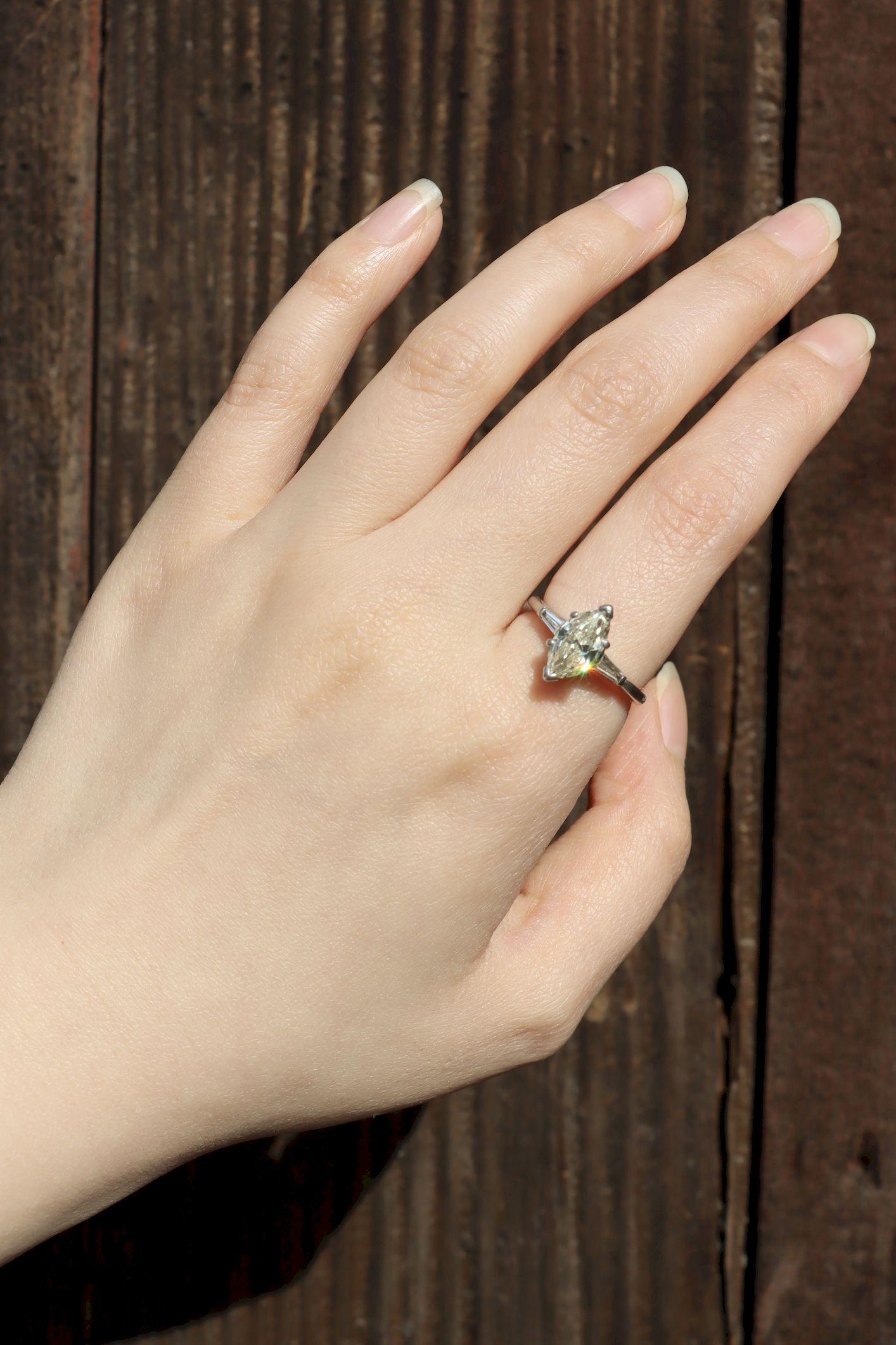 Vintage Platinum Marquise Diamond Ring