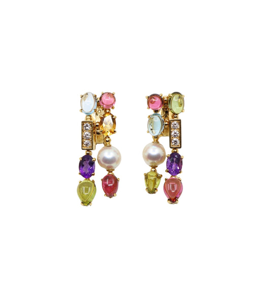 Bulgari Allegra Pearls Diamonds & Multi-gemstone Drop Earring