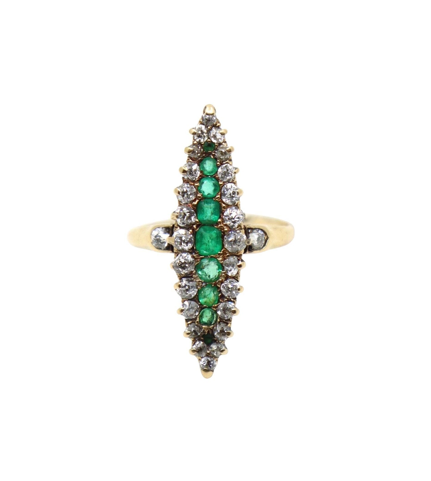 Antique 14K Gold Emerald Diamond Ring