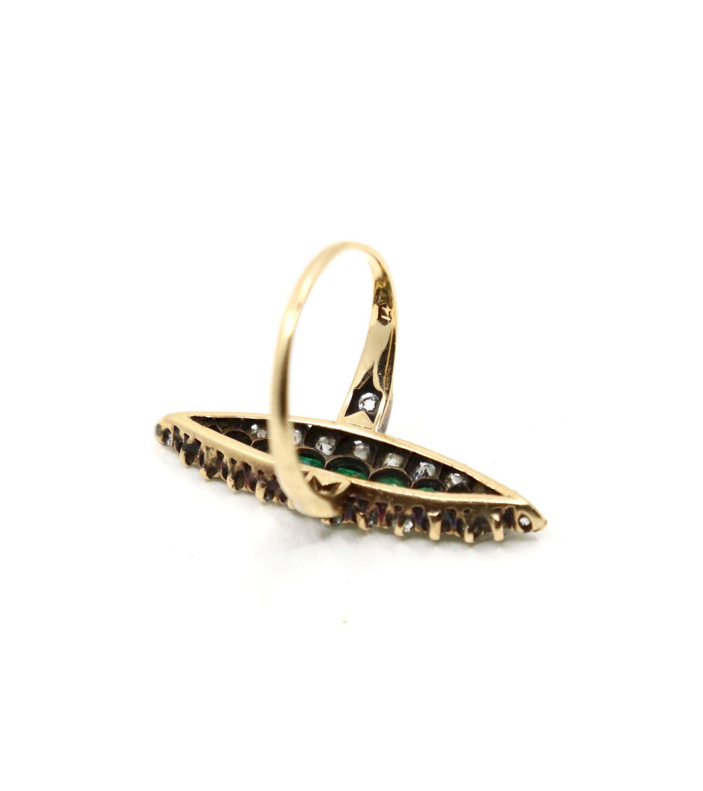 Antique 14K Gold Emerald Diamond Ring