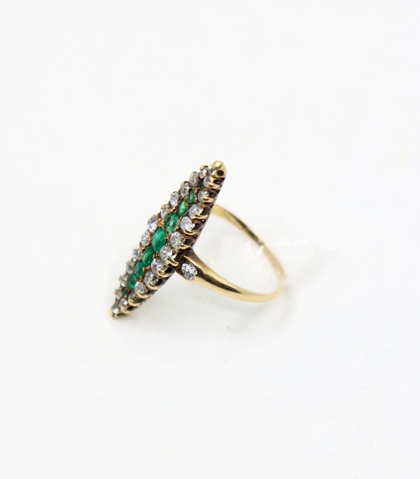 Antique 14K Gold Emerald Diamond Ring