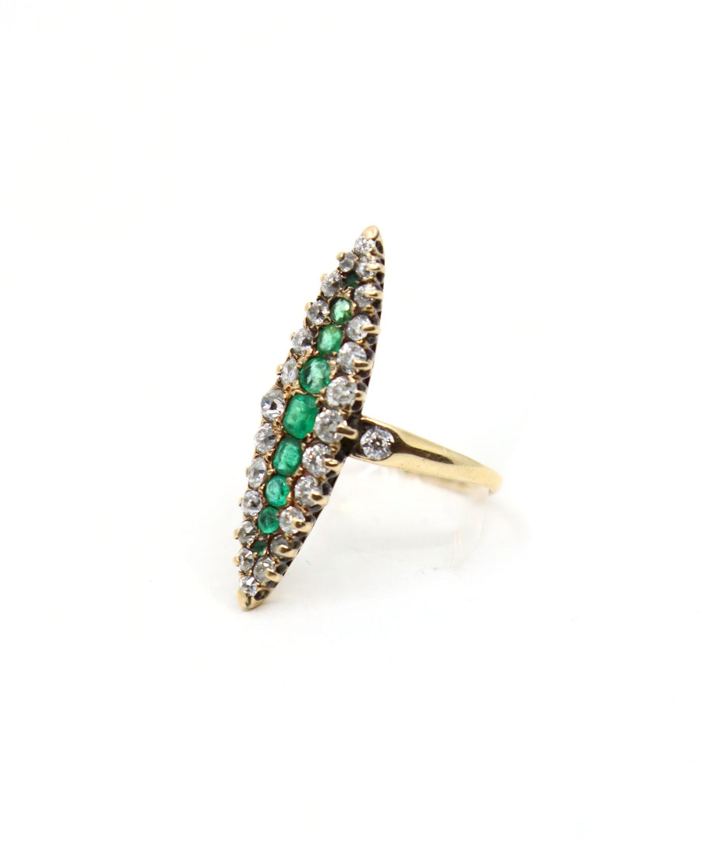 Antique 14K Gold Emerald Diamond Ring