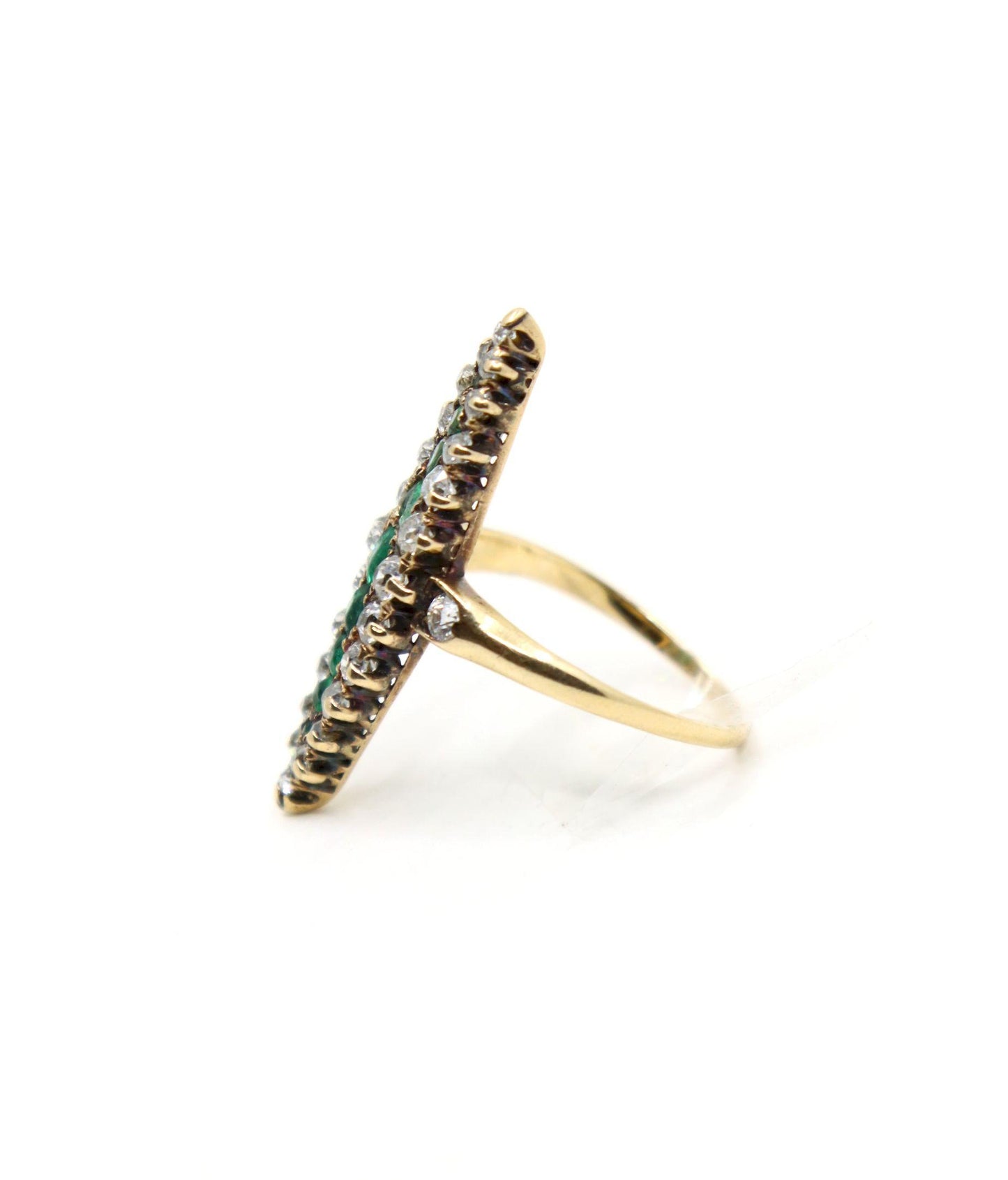 Antique 14K Gold Emerald Diamond Ring