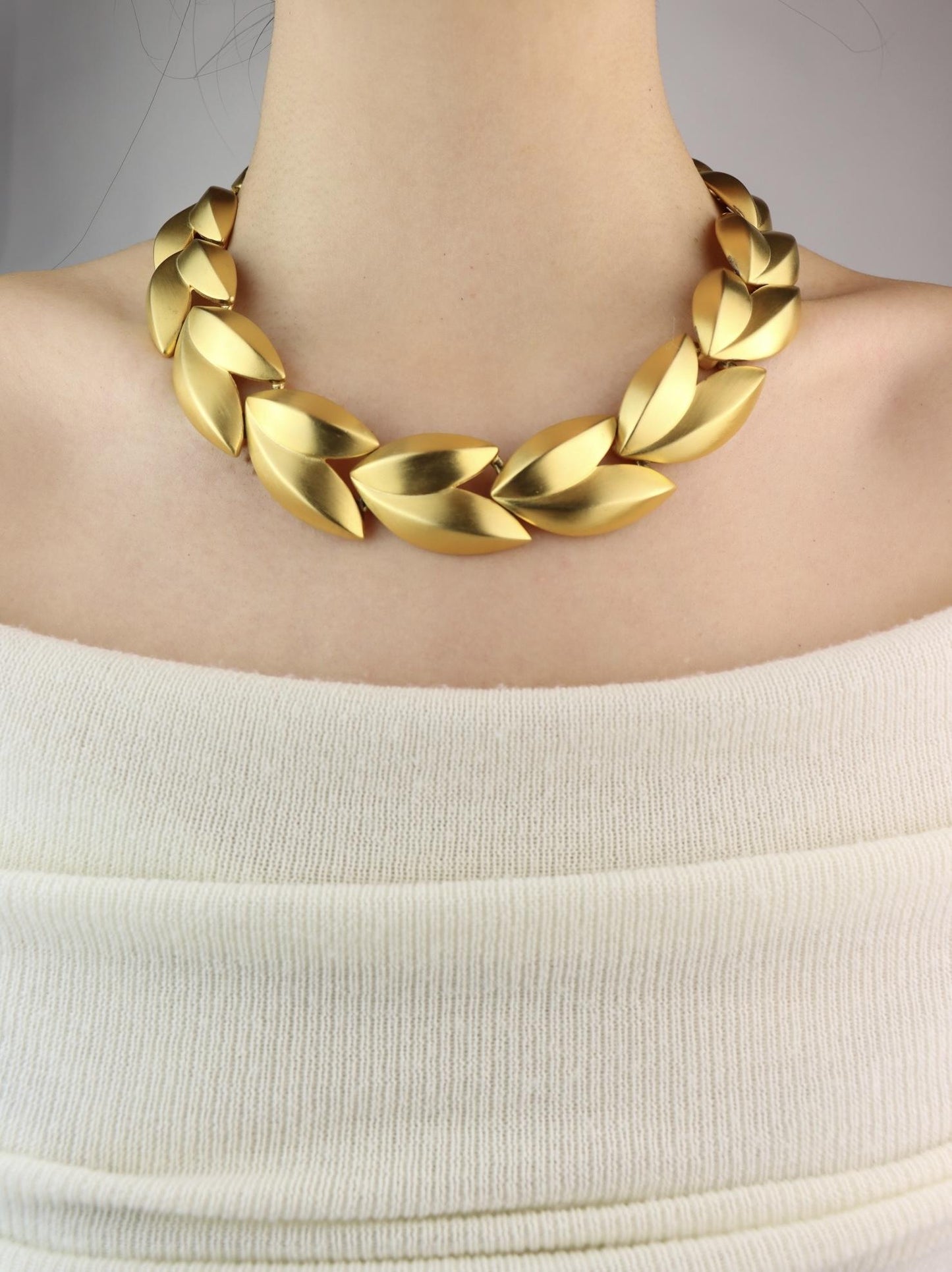 Vintage Givenchy Gold Tone Leafs Collar Necklace