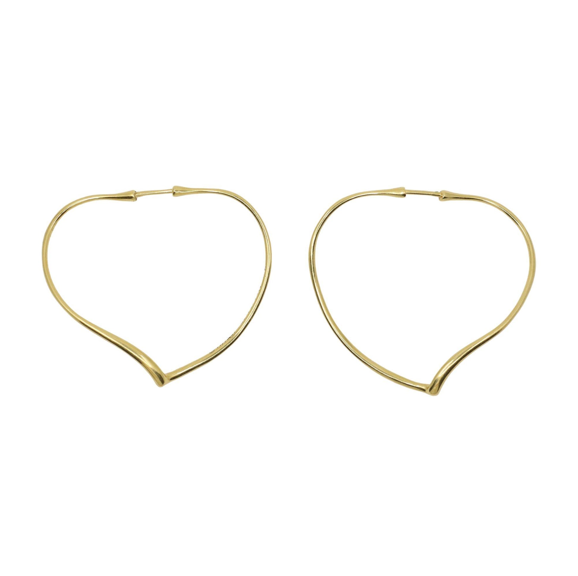 Tiffany & Co. Elsa Peretti 18K Gold Heart Shape Hoop Earrings