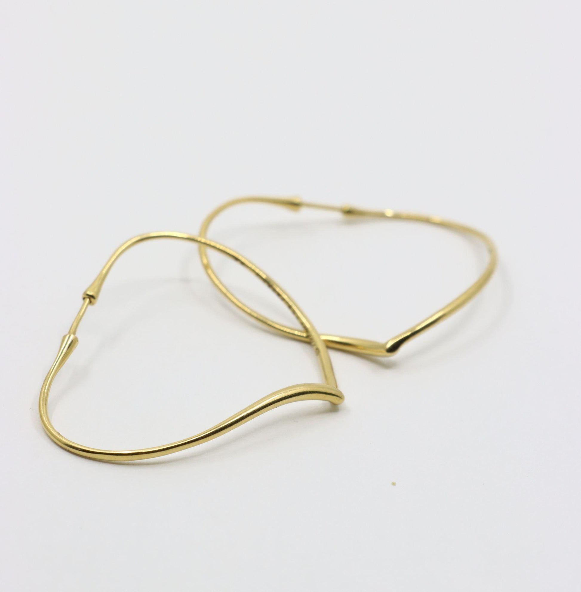 Tiffany & Co. Elsa Peretti 18K Gold Heart Shape Hoop Earrings