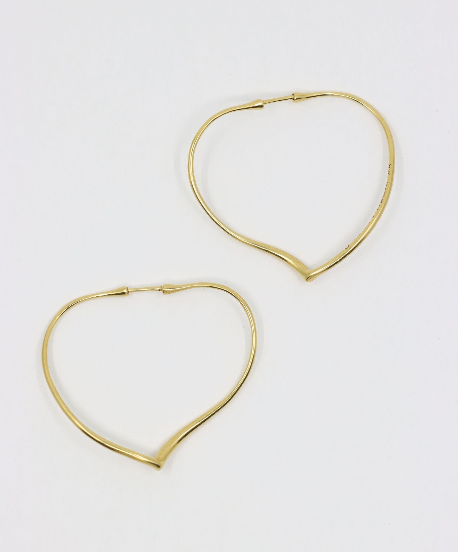 Tiffany & Co. Elsa Peretti 18K Gold Heart Shape Hoop Earrings