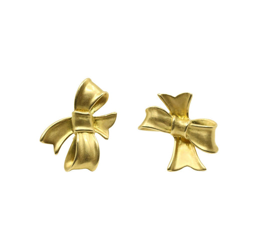Angela Cummings 1984's 18K Gold Bow Tie Earrings