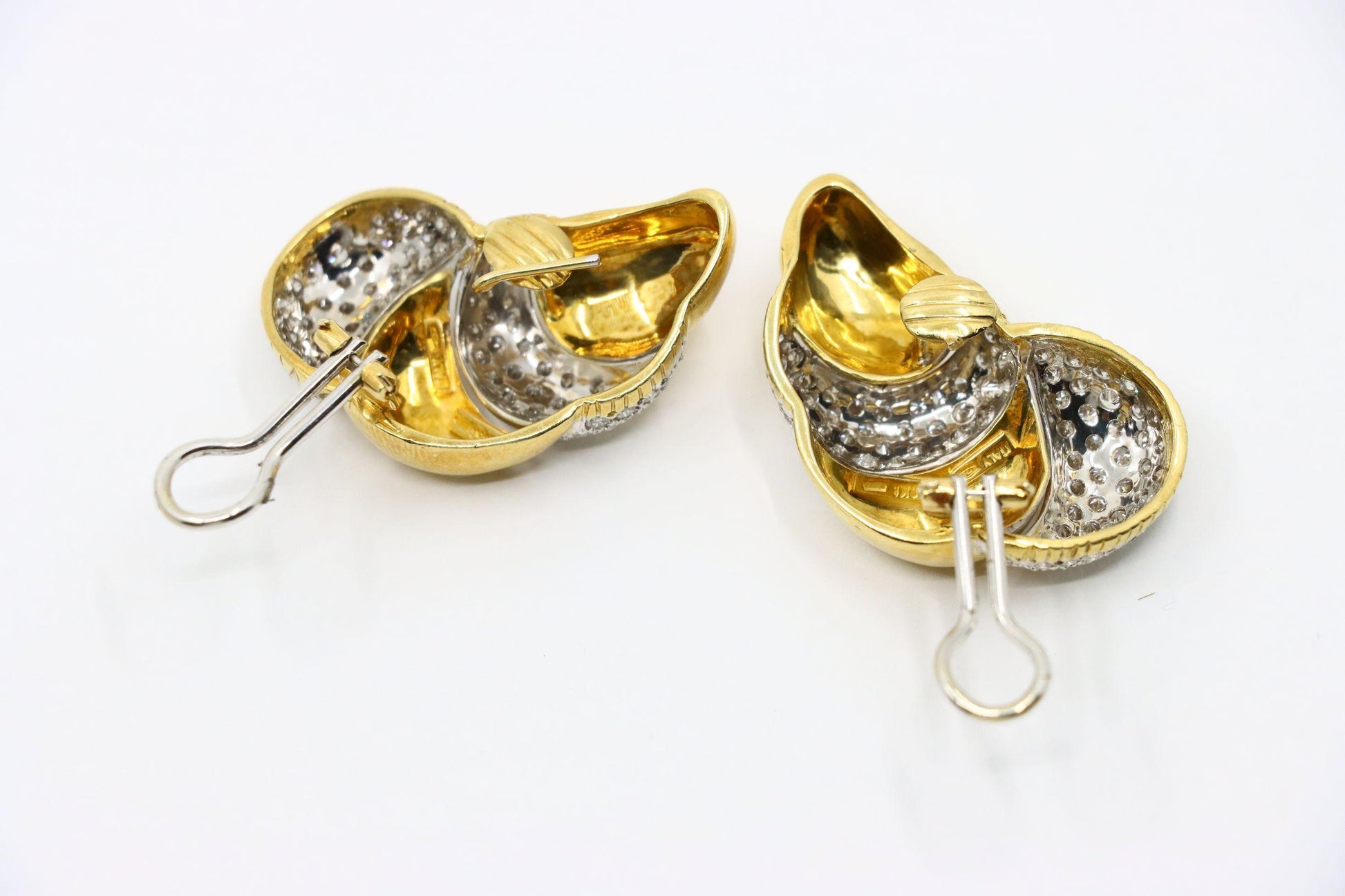 Vintage Italy 18K Yellow & White Gold Diamond Earrings