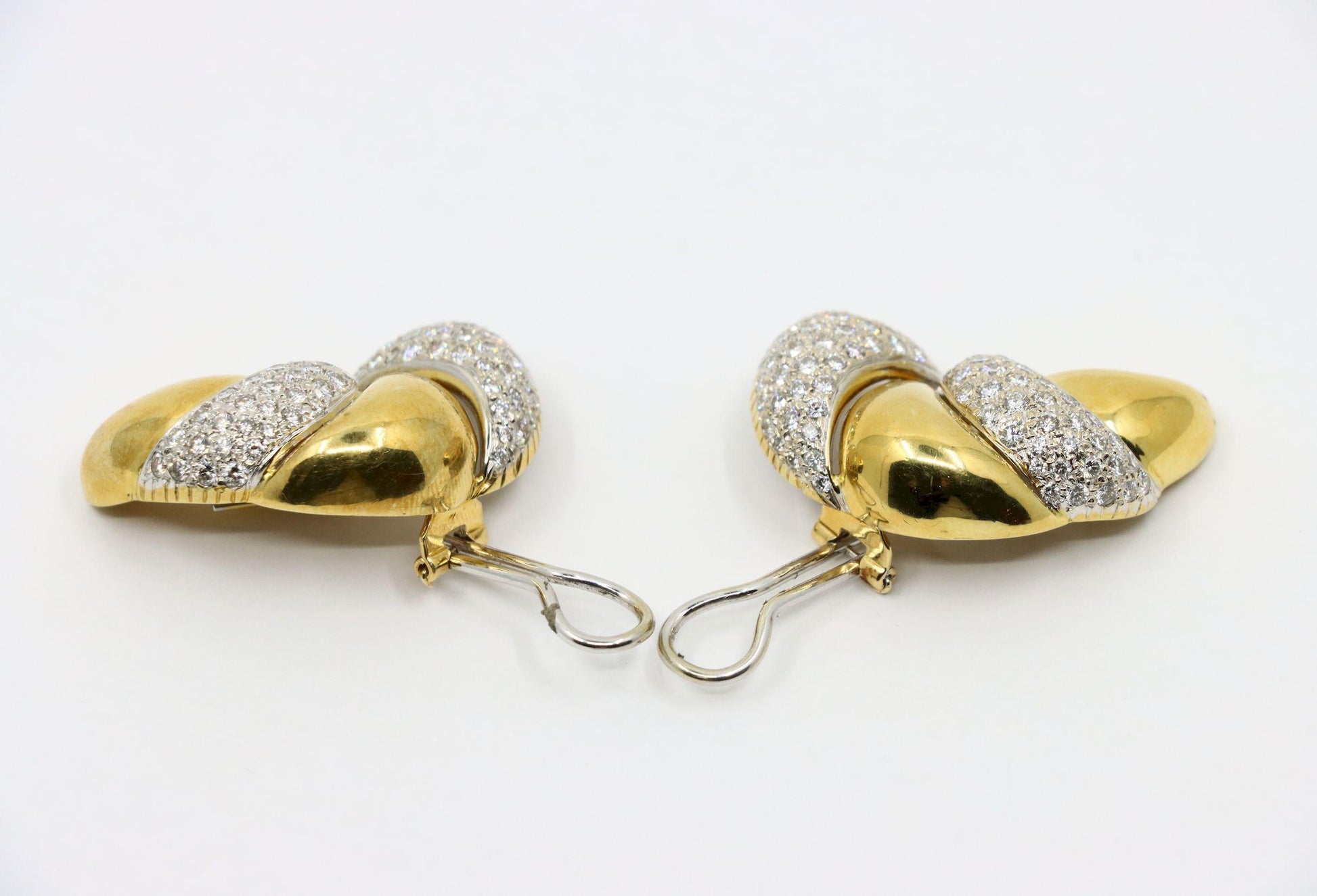 Vintage Italy 18K Yellow & White Gold Diamond Earrings