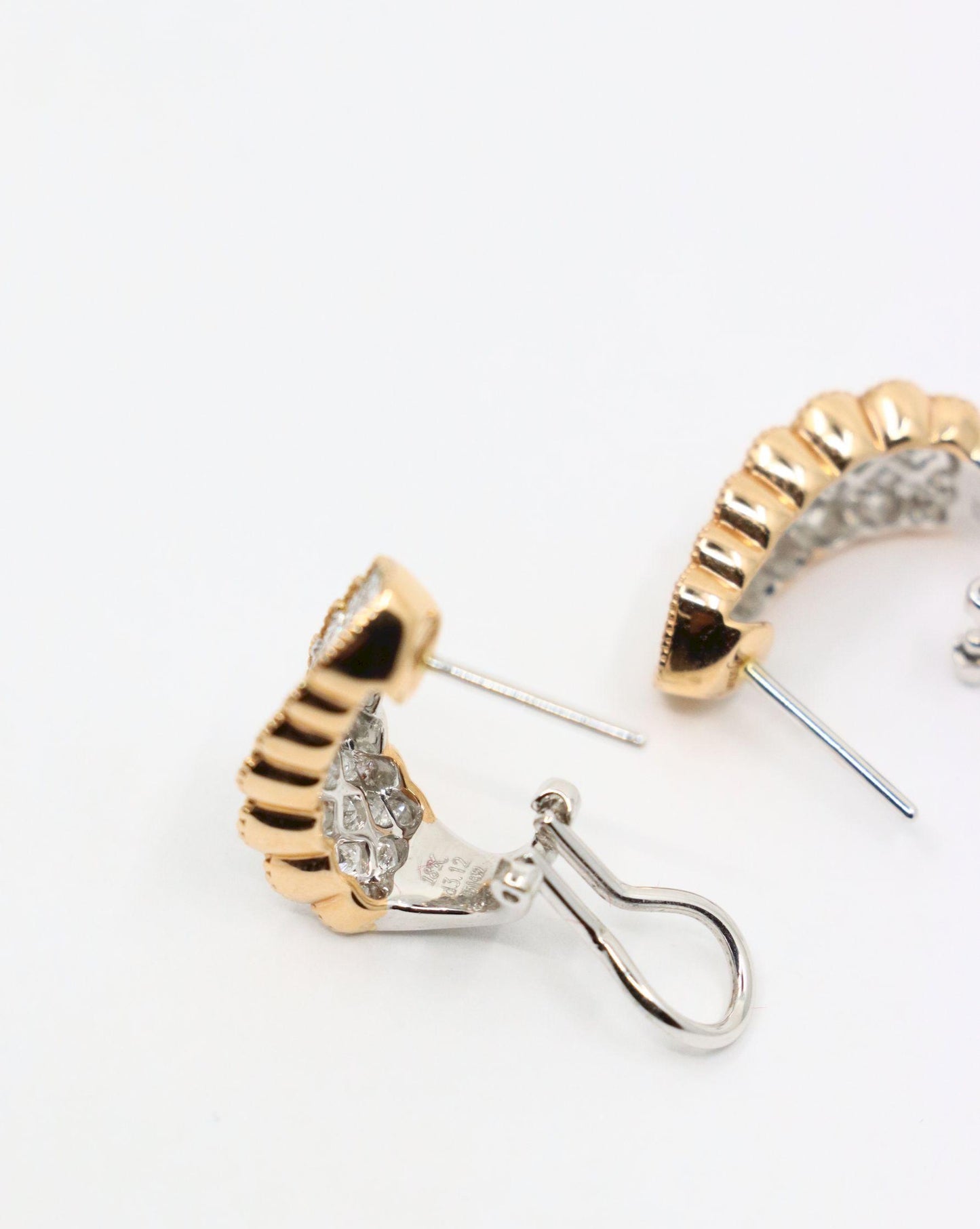 Simon G 18K Yellow & White Gold Diamond Earrings