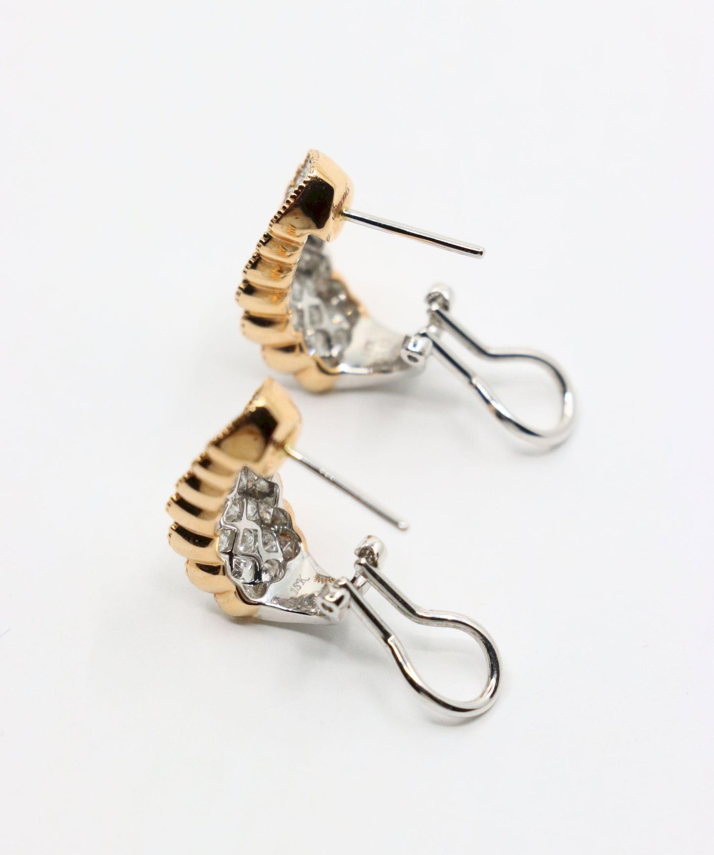 Simon G 18K Yellow & White Gold Diamond Earrings