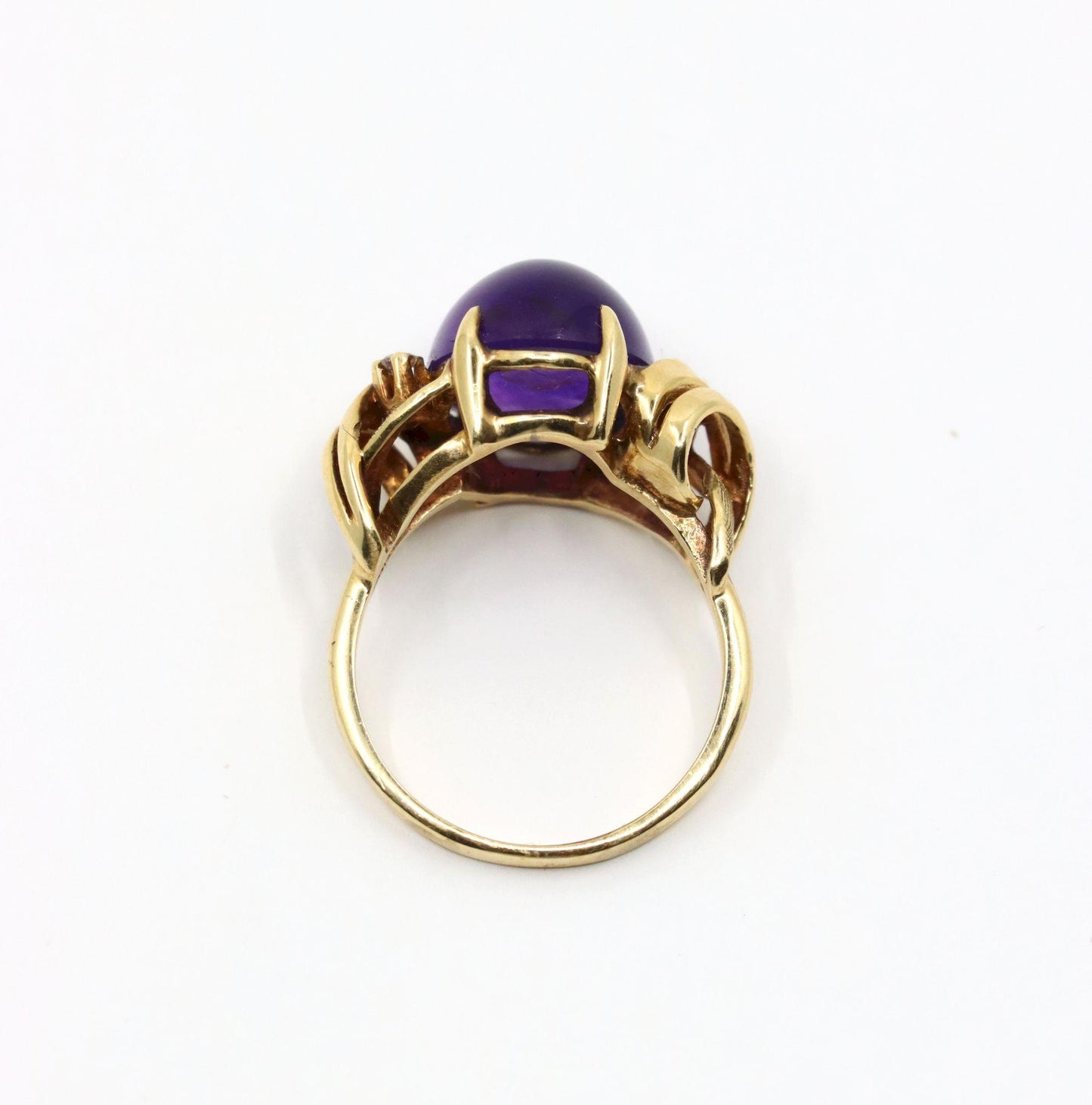 Vintage 14K Gold Diamond Amethyst Ring