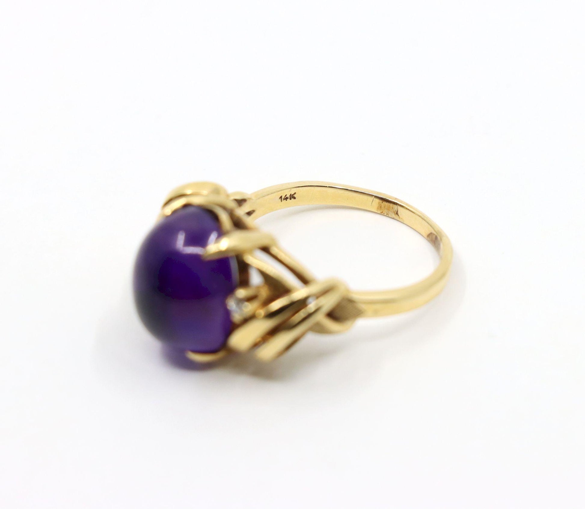 Vintage 14K Gold Diamond Amethyst Ring