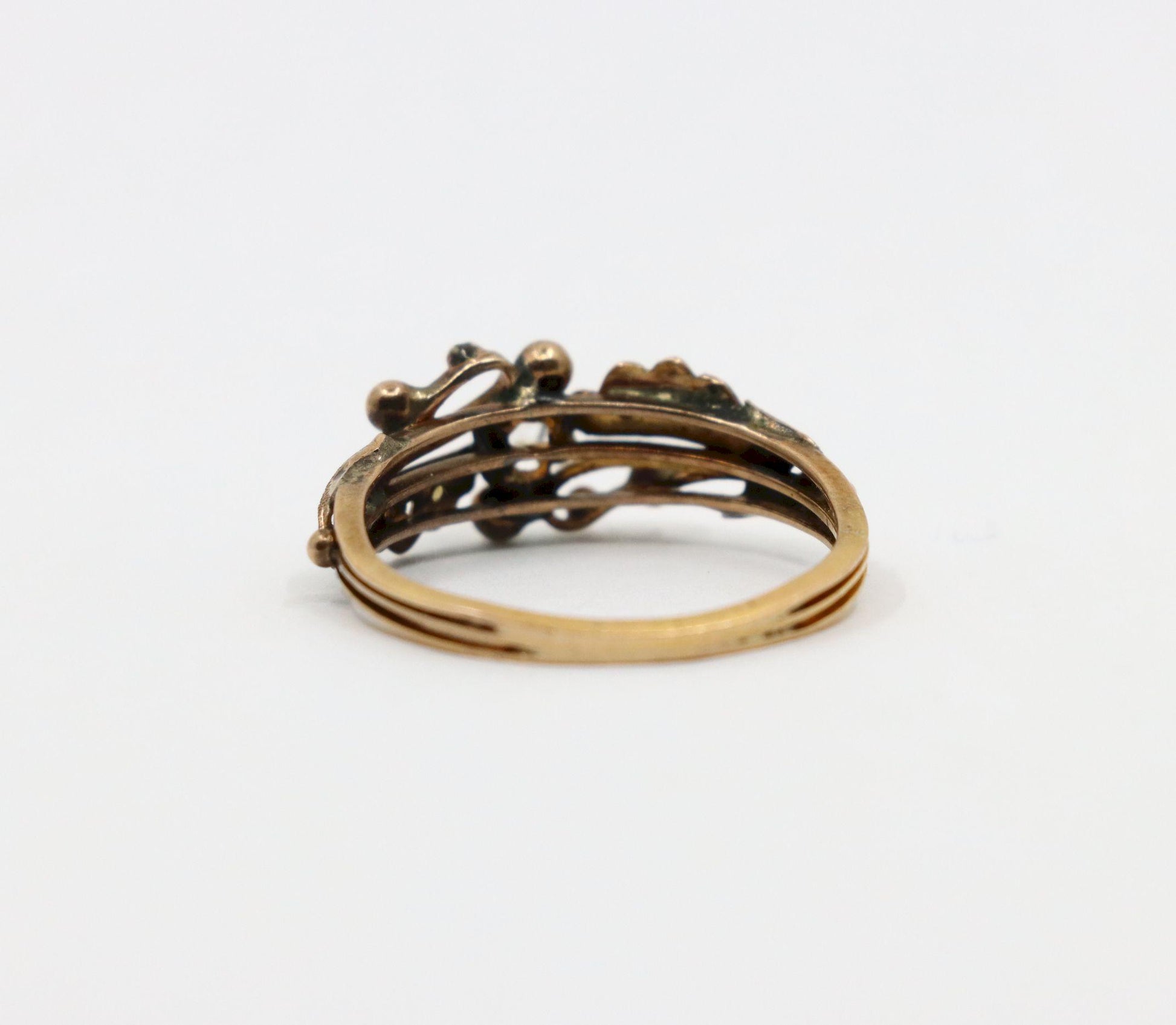Vintage 14K Gold Diamond Pearl Ring