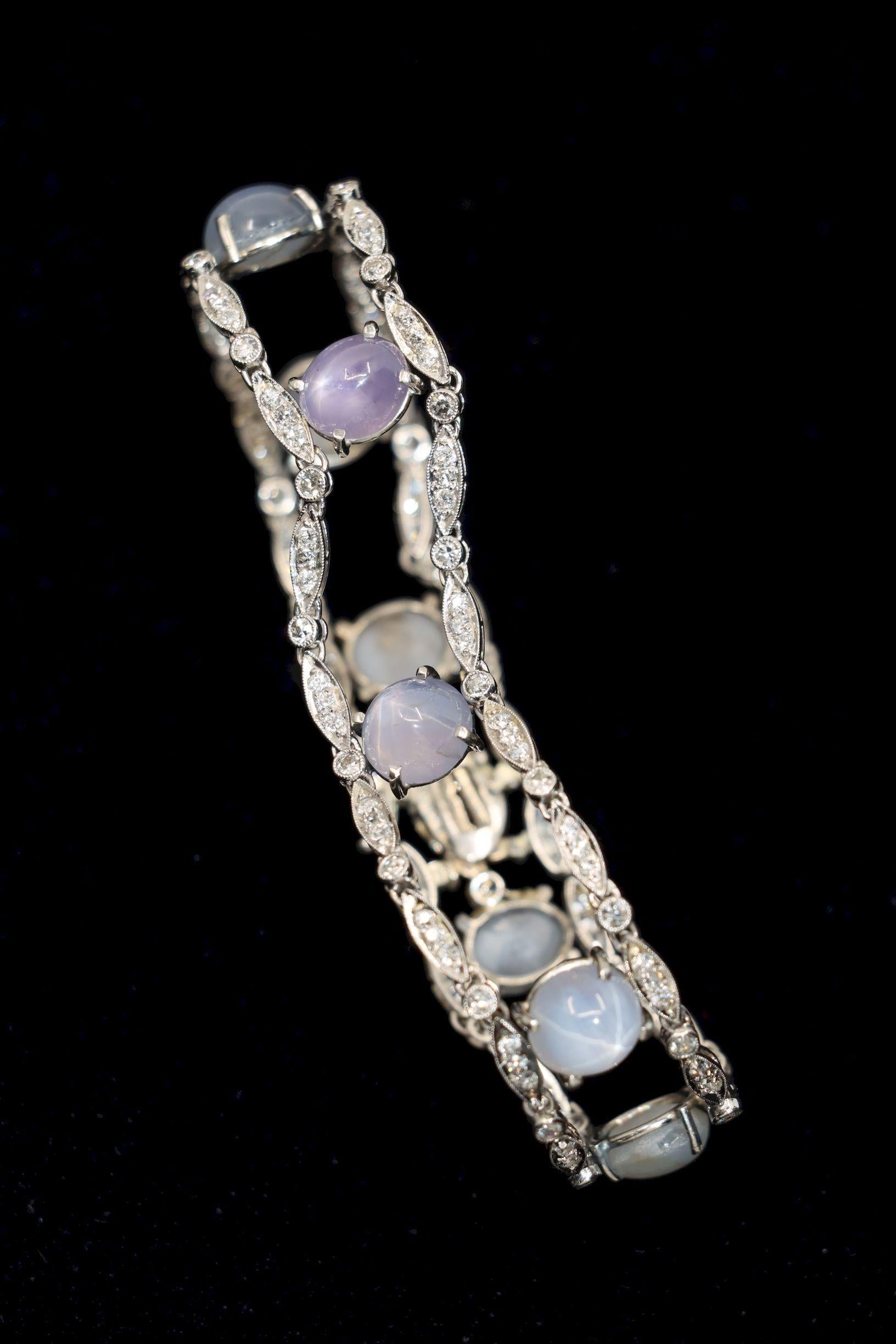 Vintage Tiffany & Co. Platinum Diamond Star Sapphire Bracelet