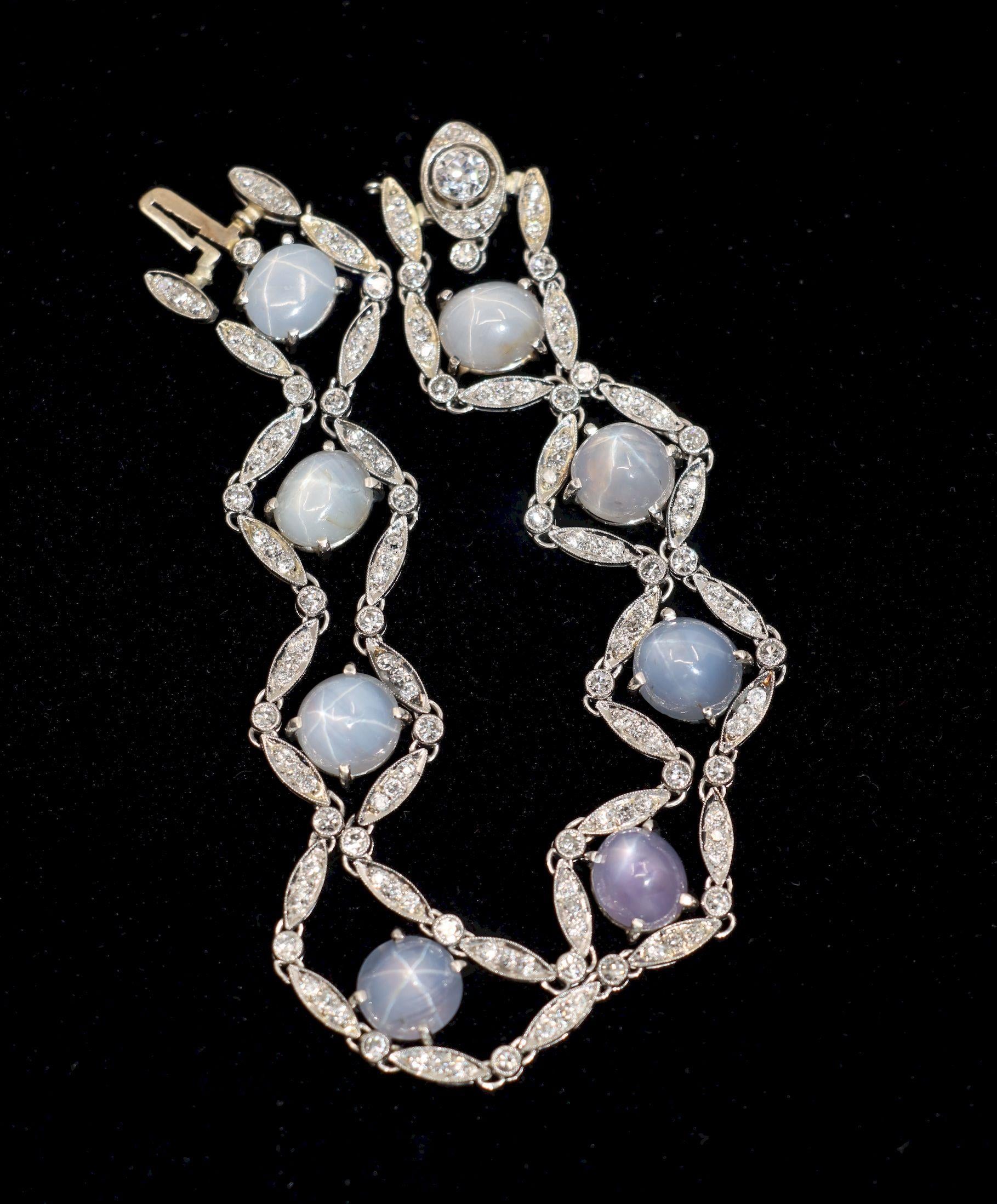 Vintage Tiffany & Co. Platinum Diamond Star Sapphire Bracelet
