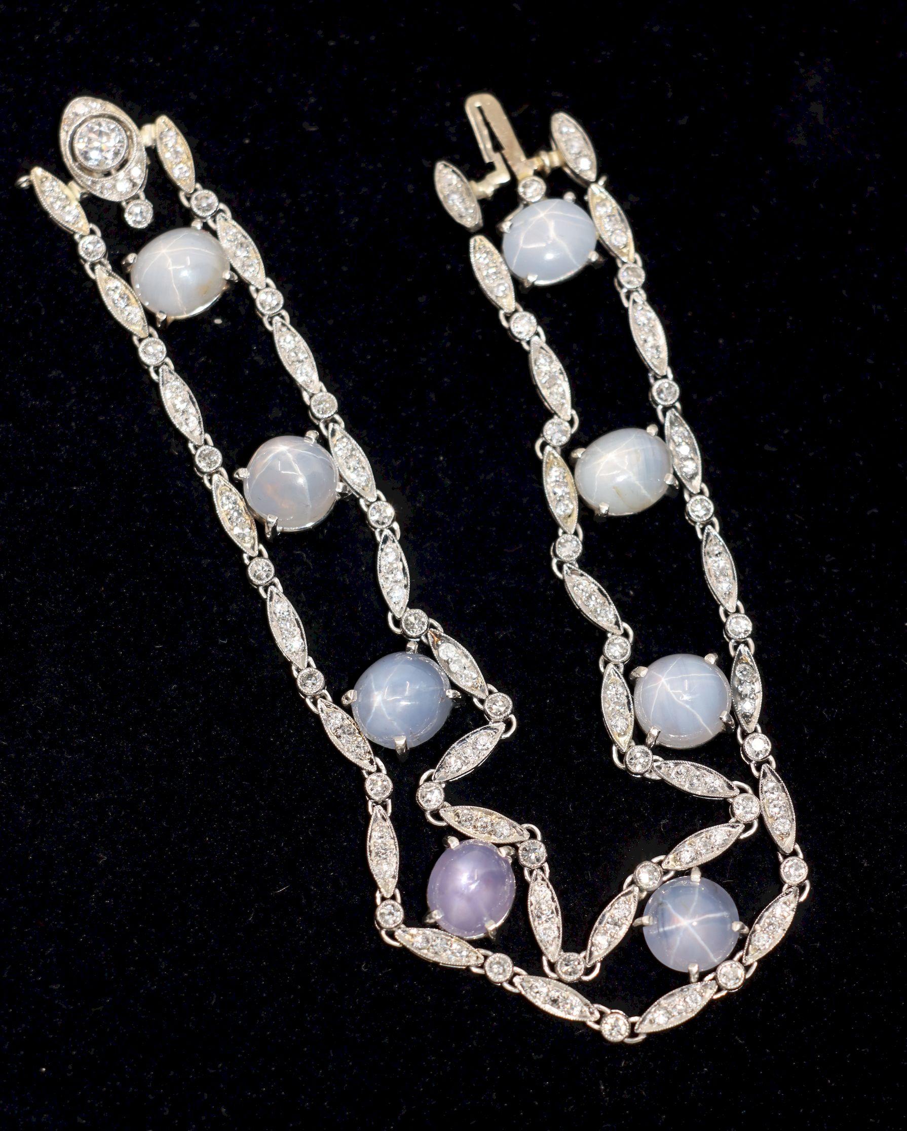 Vintage Tiffany & Co. Platinum Diamond Star Sapphire Bracelet