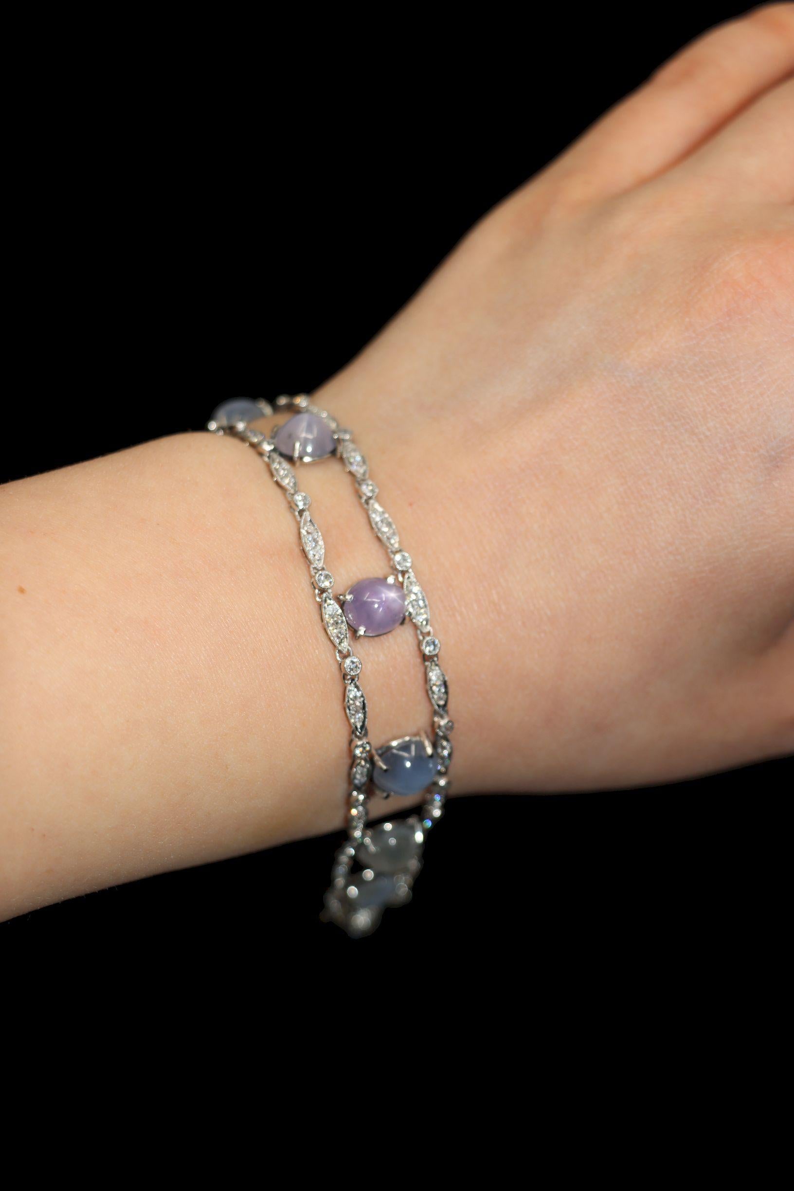 Vintage Tiffany & Co. Platinum Diamond Star Sapphire Bracelet