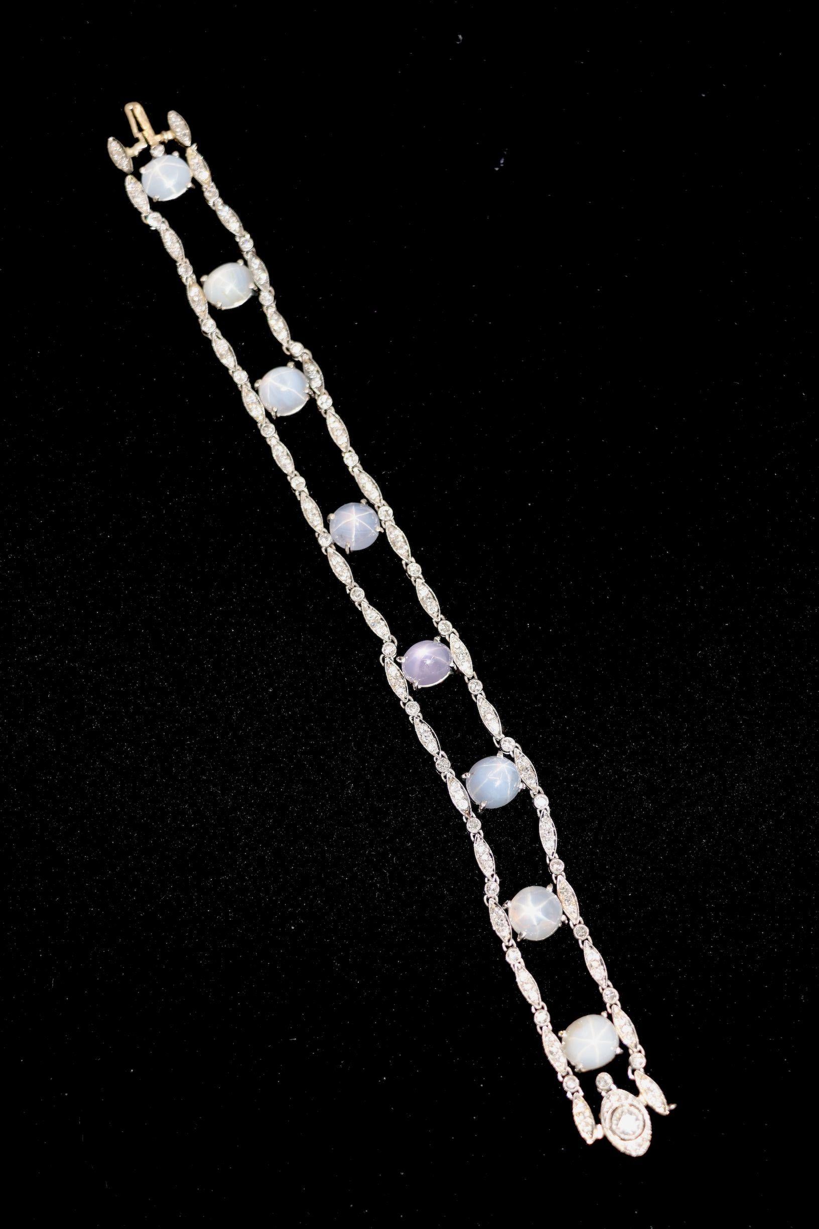 Vintage Tiffany & Co. Platinum Diamond Star Sapphire Bracelet