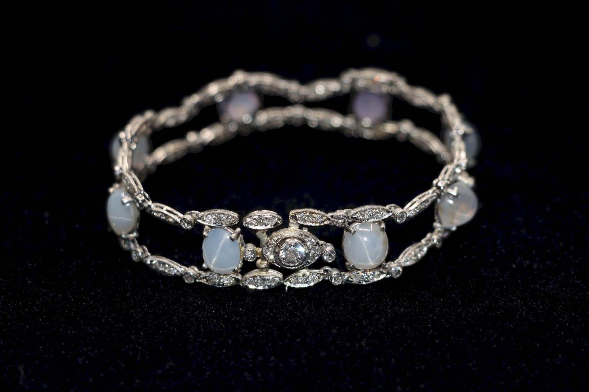 Vintage Tiffany & Co. Platinum Diamond Star Sapphire Bracelet