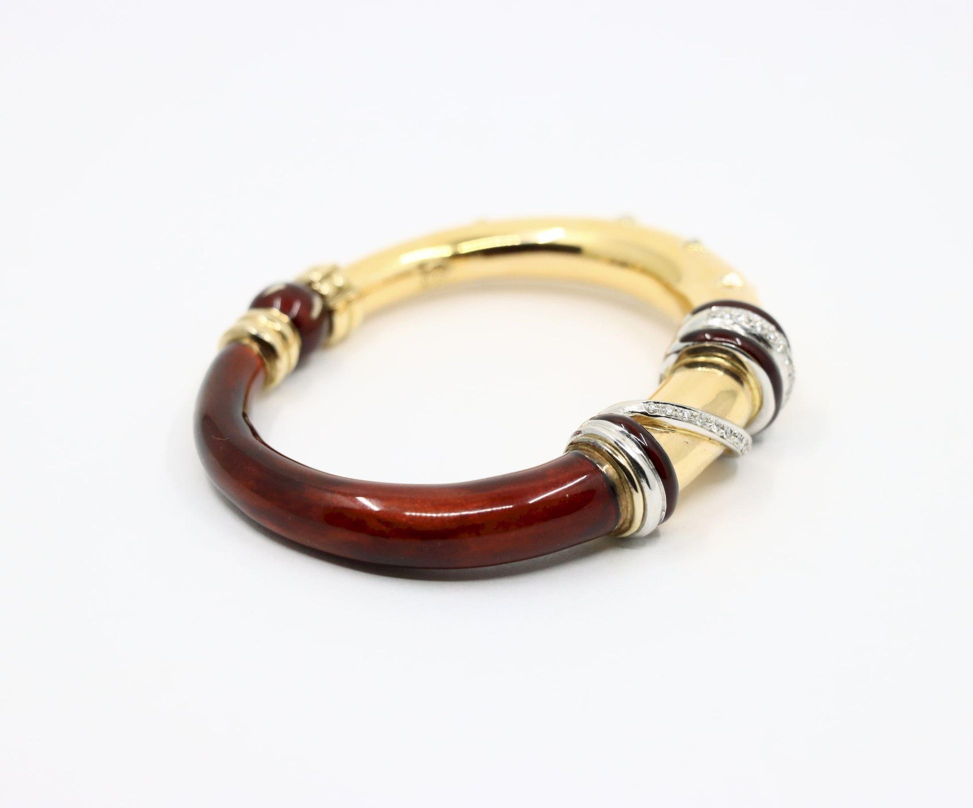 LaNouvelle Bague 18K Gold & Silver Enamel Diamond Bracelet