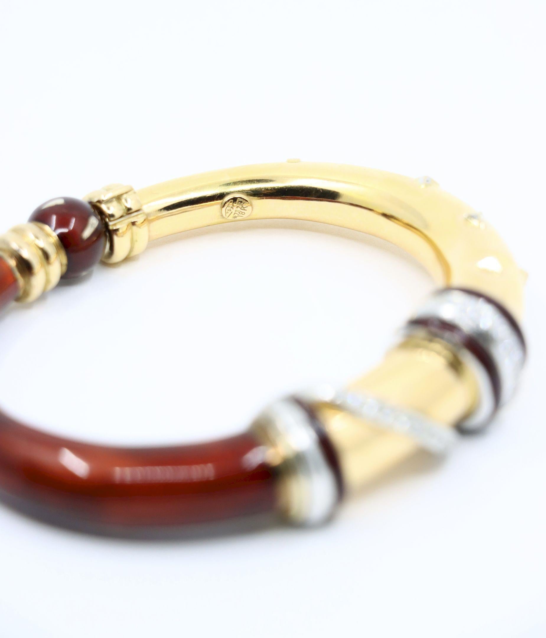 LaNouvelle Bague 18K Gold & Silver Enamel Diamond Bracelet