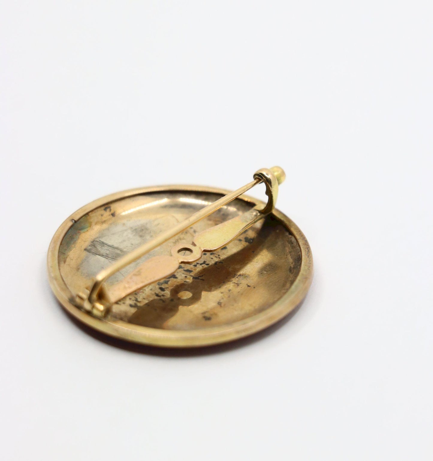 Vintage 14K Gold Enamel Painted Brooch Pin