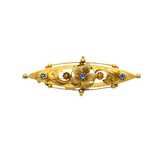 A Vintage 15K Gold Aquamarine Pendant Brooch Pin