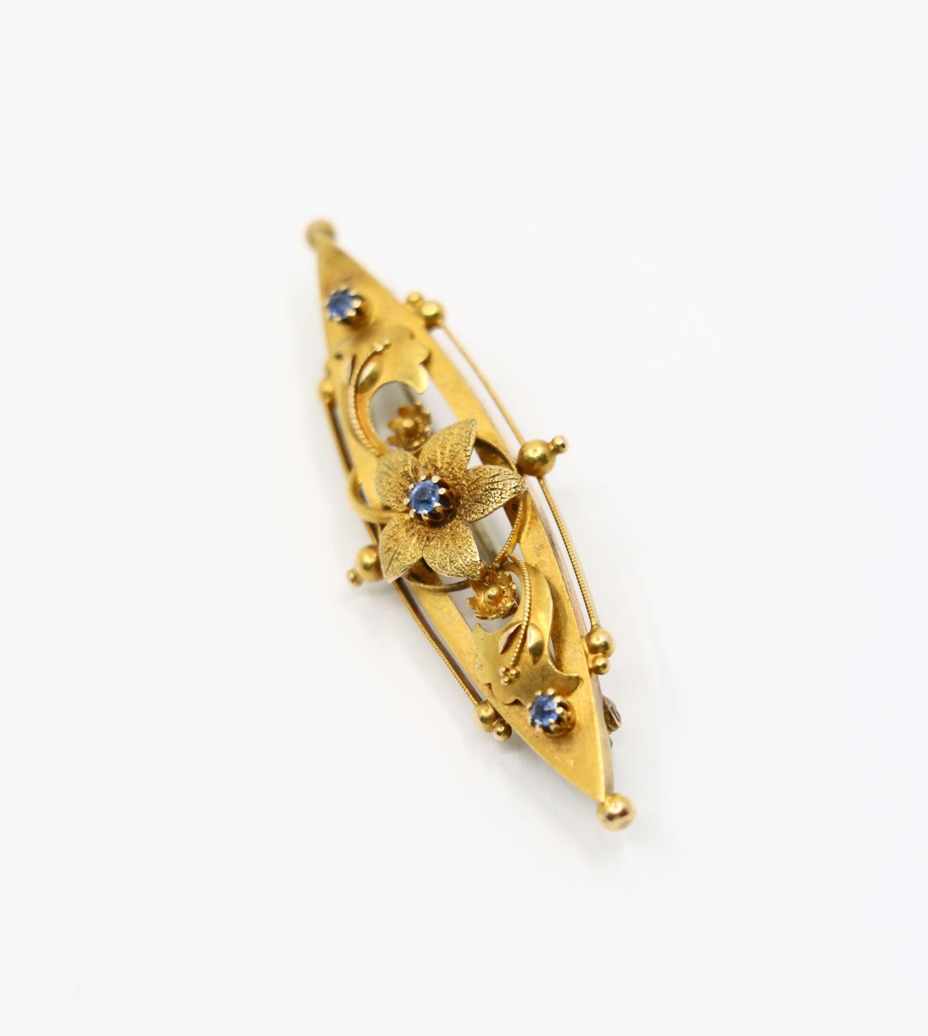 A Vintage 15K Gold Aquamarine Pendant Brooch Pin