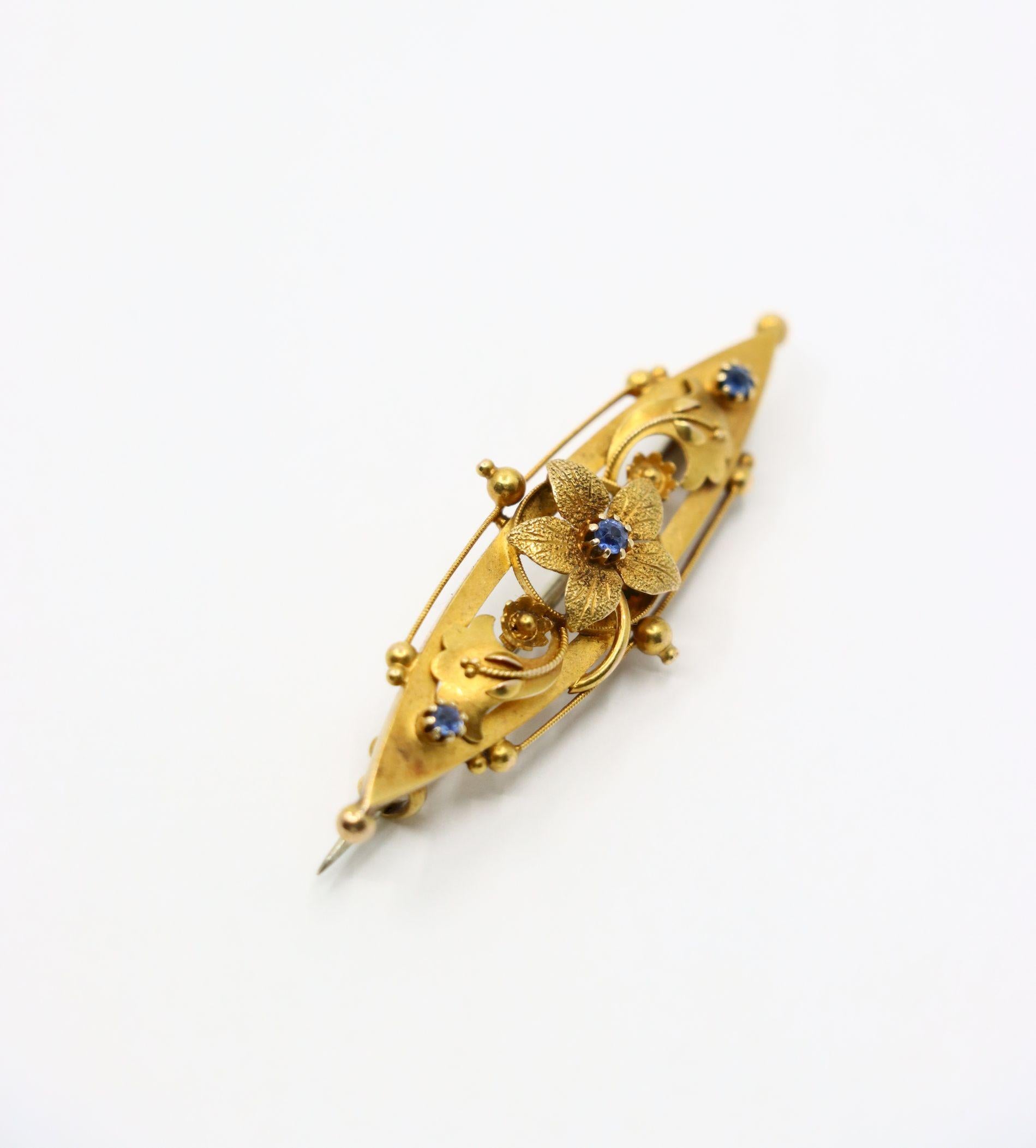 A Vintage 15K Gold Aquamarine Pendant Brooch Pin