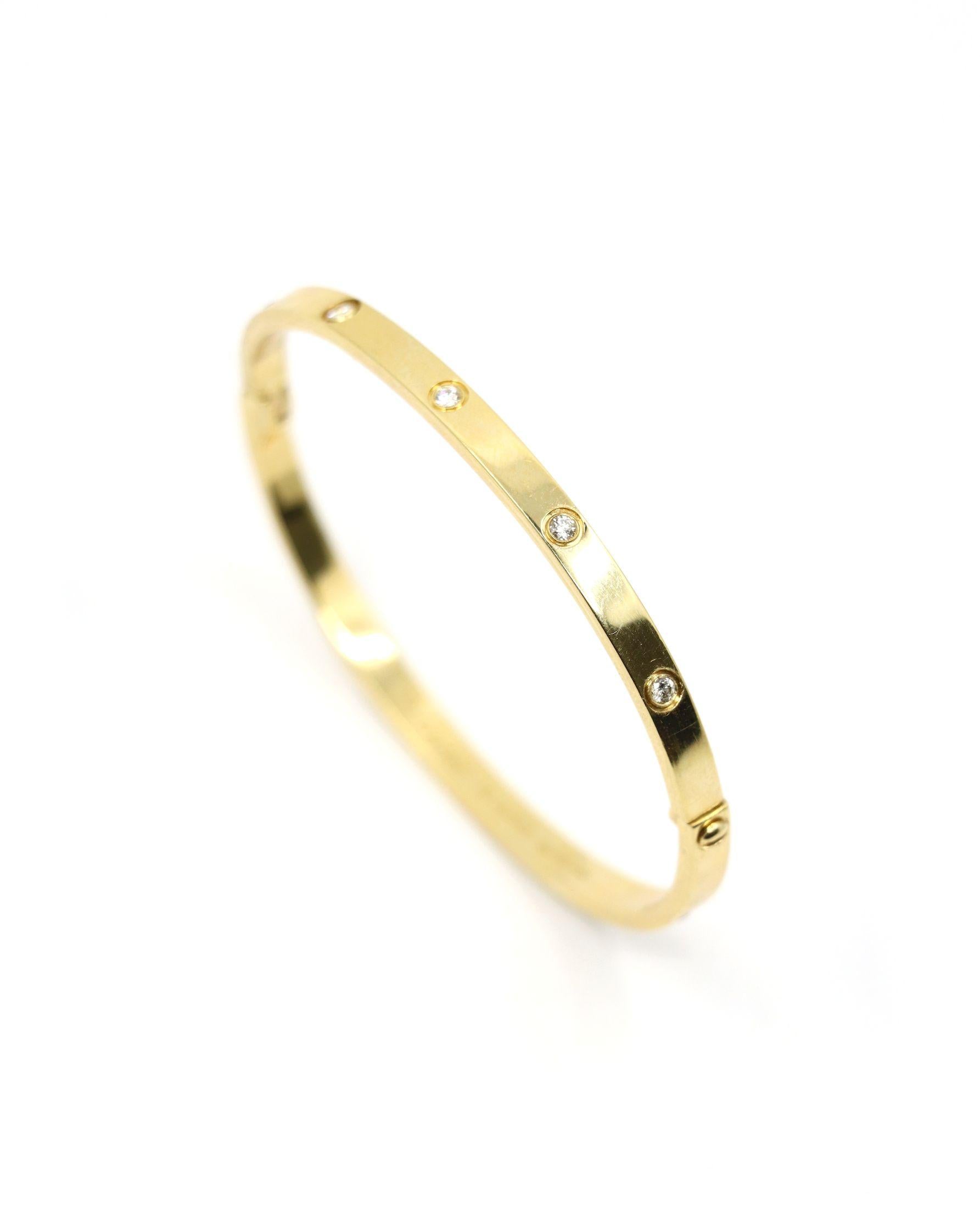 Cartier 18K Gold Classic LOVE Diamond Bracelet - 10 Diamonds