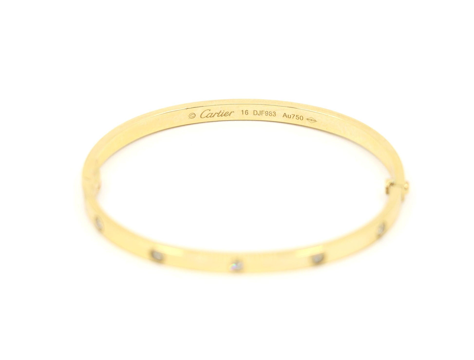 Cartier 18K Gold Classic LOVE Diamond Bracelet - 10 Diamonds
