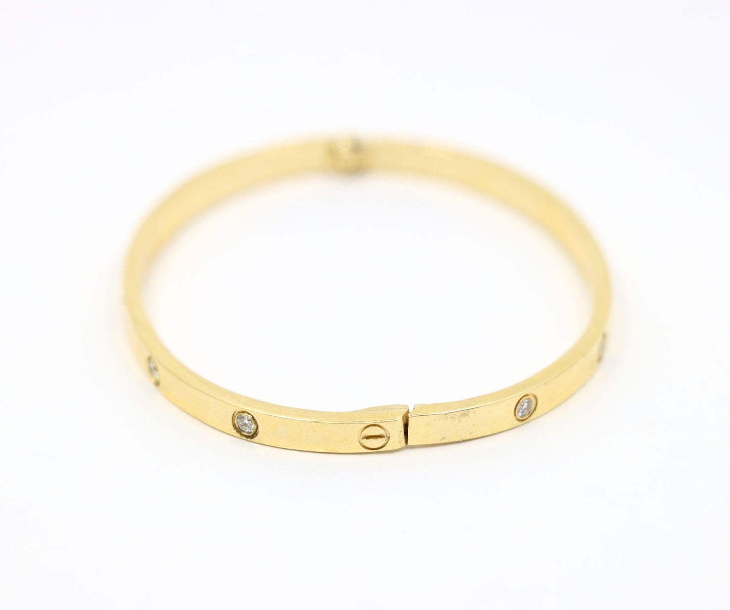 Cartier 18K Gold Classic LOVE Diamond Bracelet - 10 Diamonds
