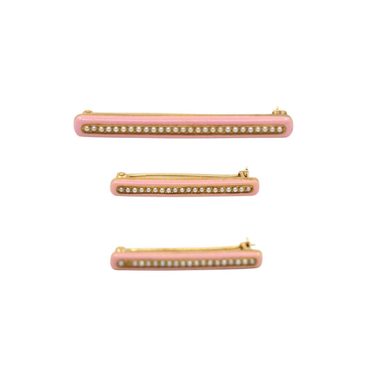 Vintage Tiffany & Co. 14K Gold Pink Enamel Pearl Brooch Set