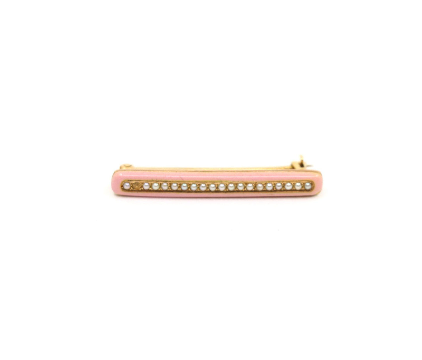 Vintage Tiffany & Co. 14K Gold Pink Enamel Pearl Brooch Set