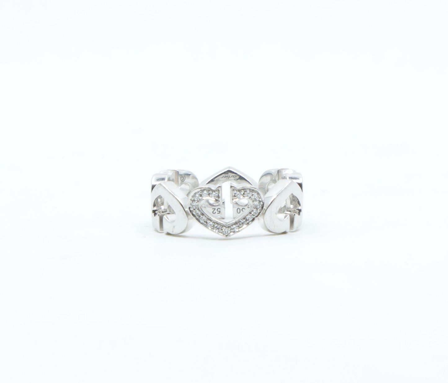Cartier 18K White Gold Heart Diamond Band Ring