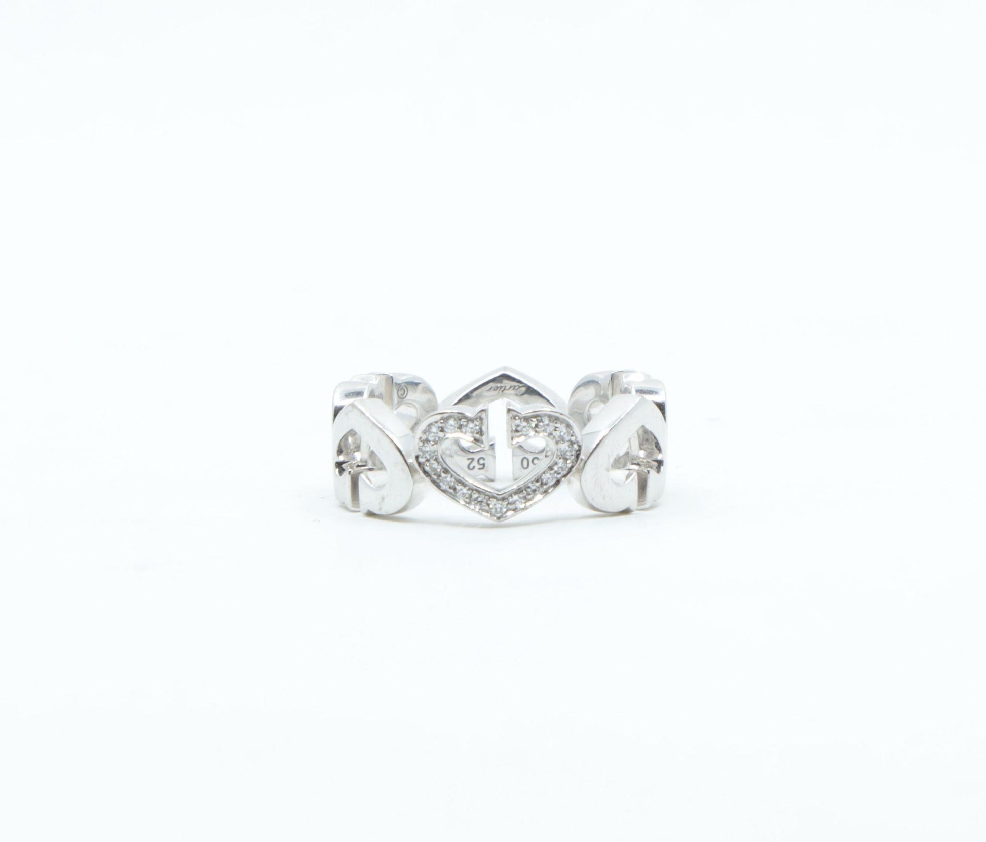 Cartier 18K White Gold Heart Diamond Band Ring