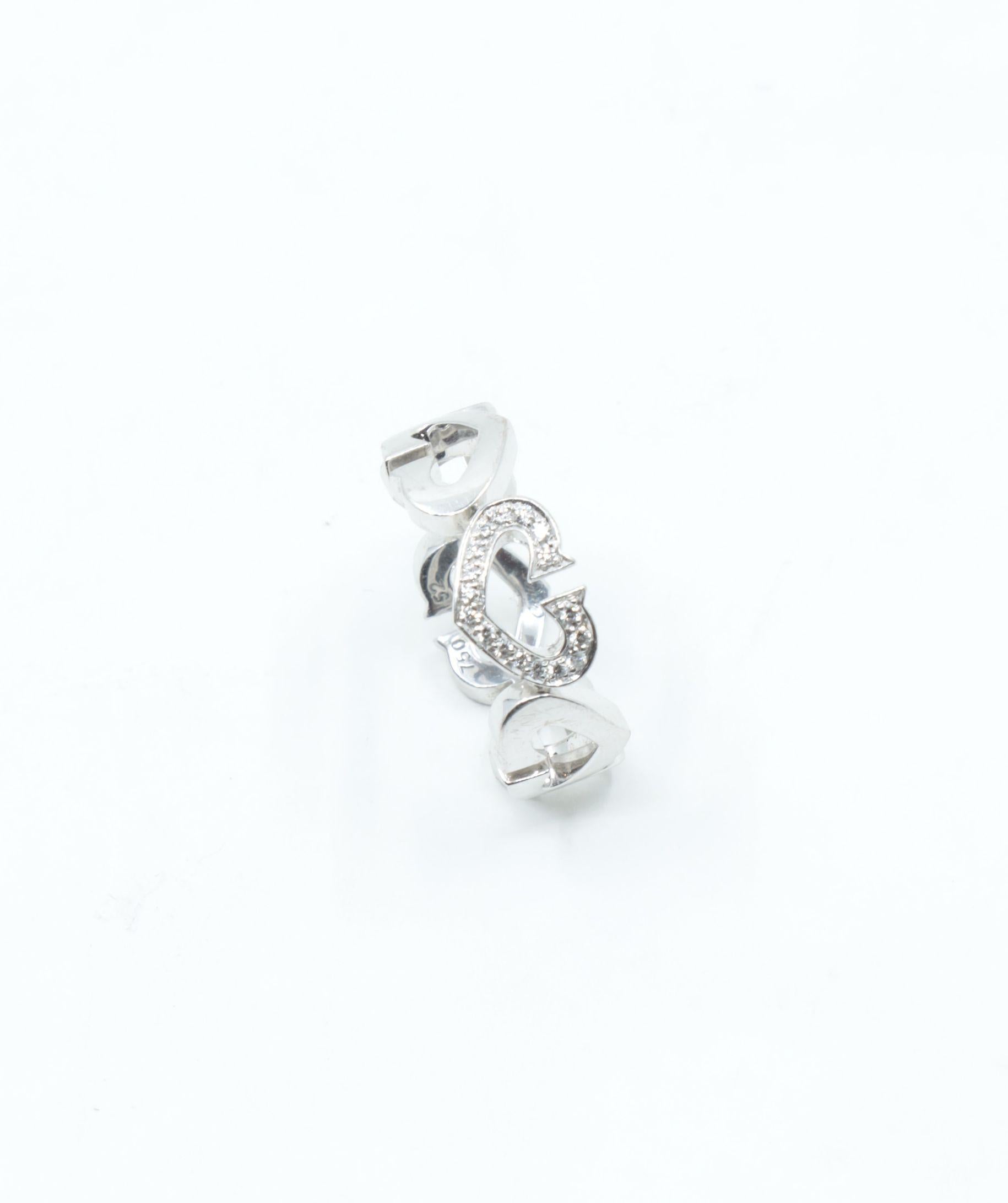 Cartier 18K White Gold Heart Diamond Band Ring