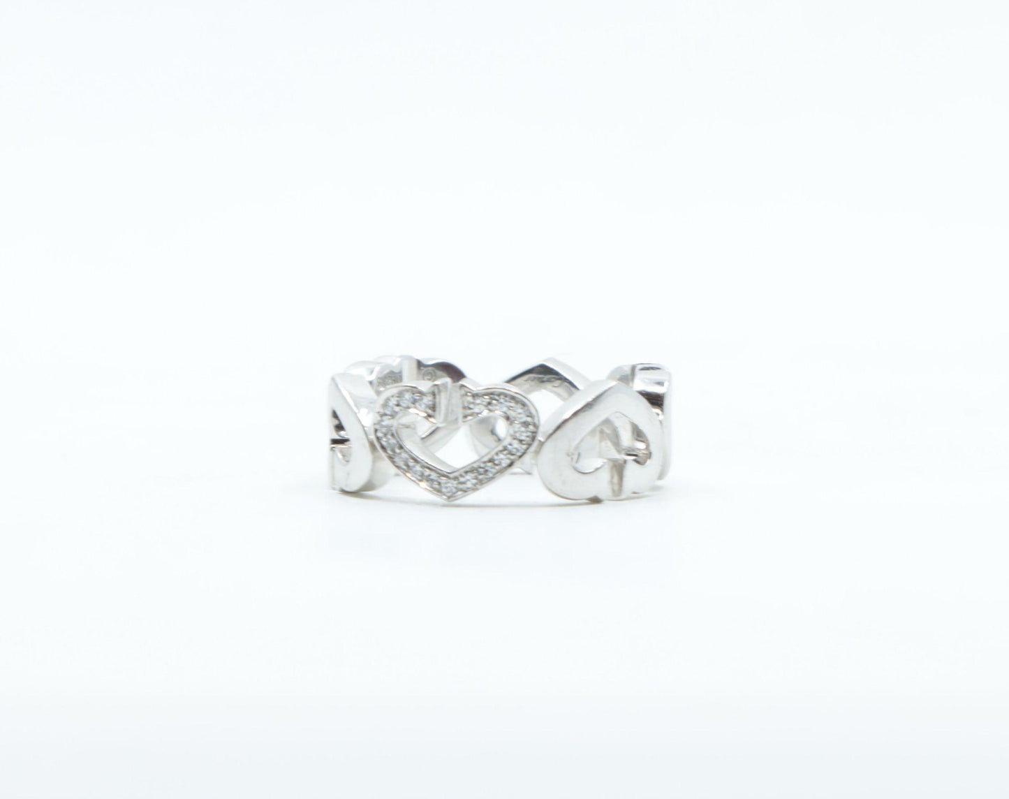 Cartier 18K White Gold Heart Diamond Band Ring