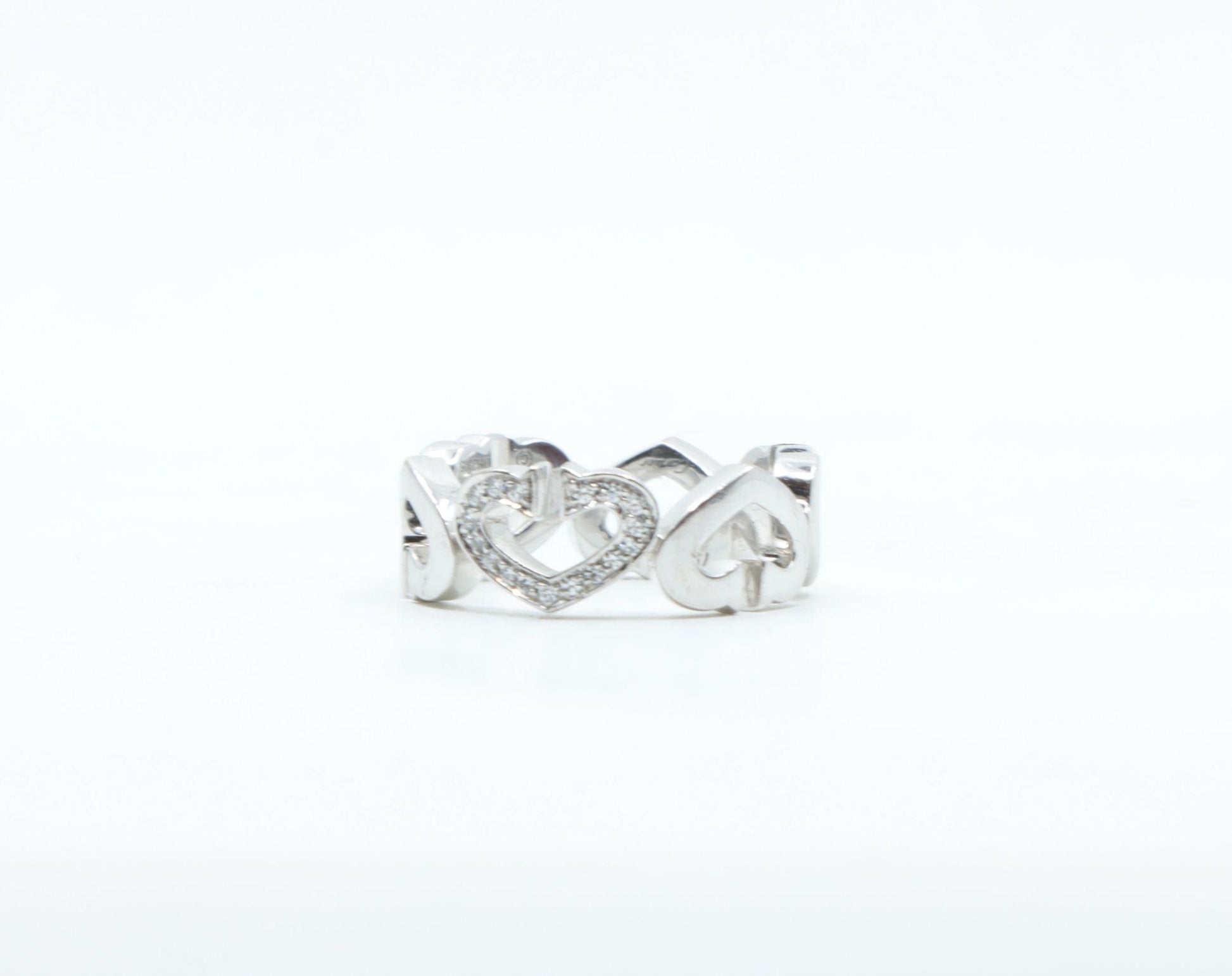 Cartier 18K White Gold Heart Diamond Band Ring