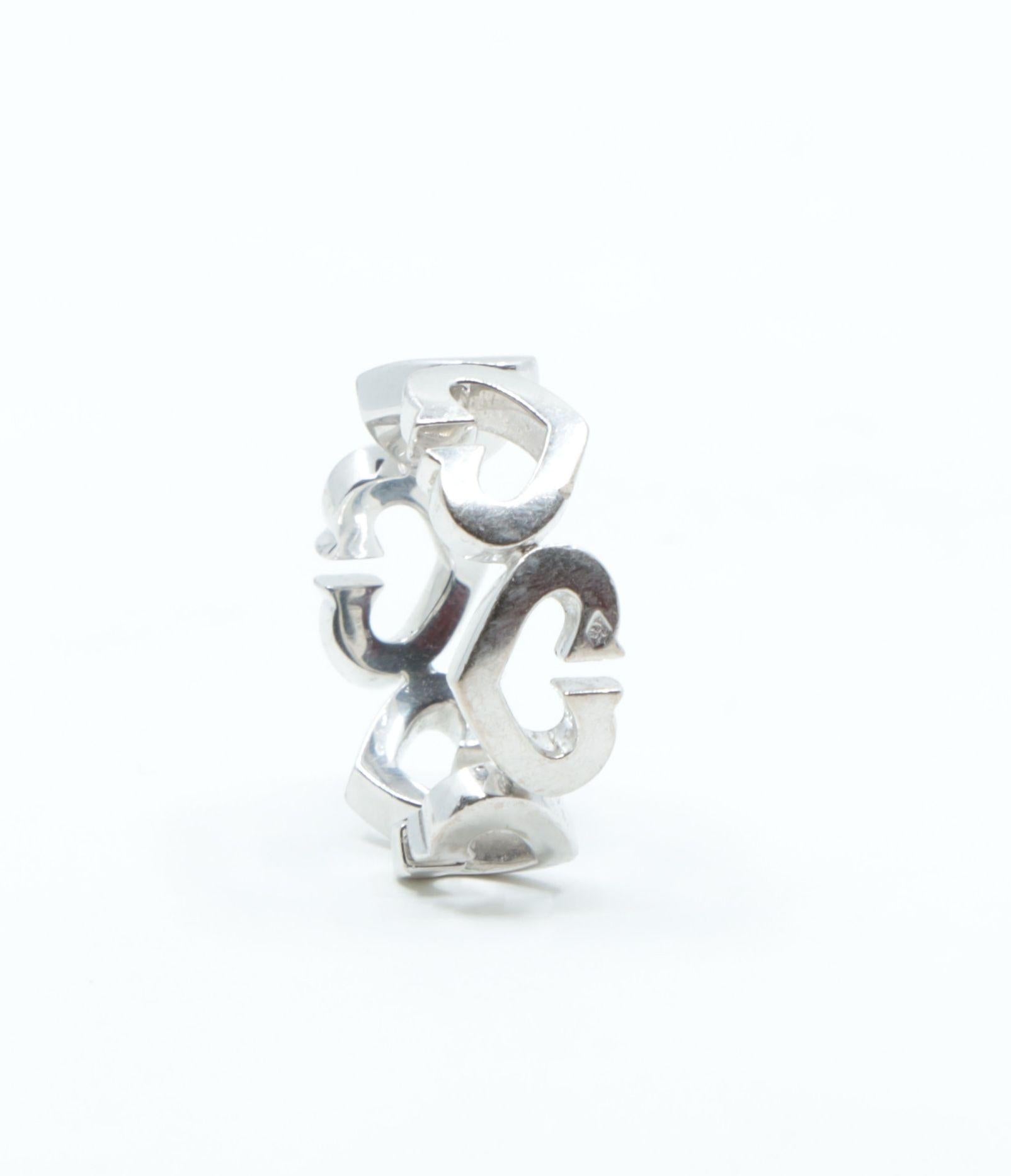 Cartier 18K White Gold Heart Diamond Band Ring