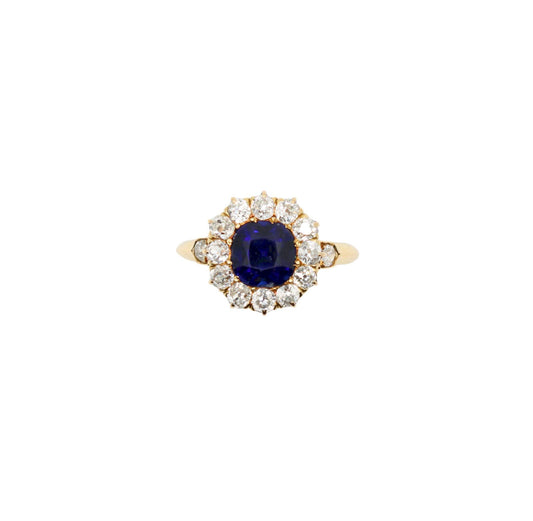 Vintage 18K Gold Diamond Sapphire Ring