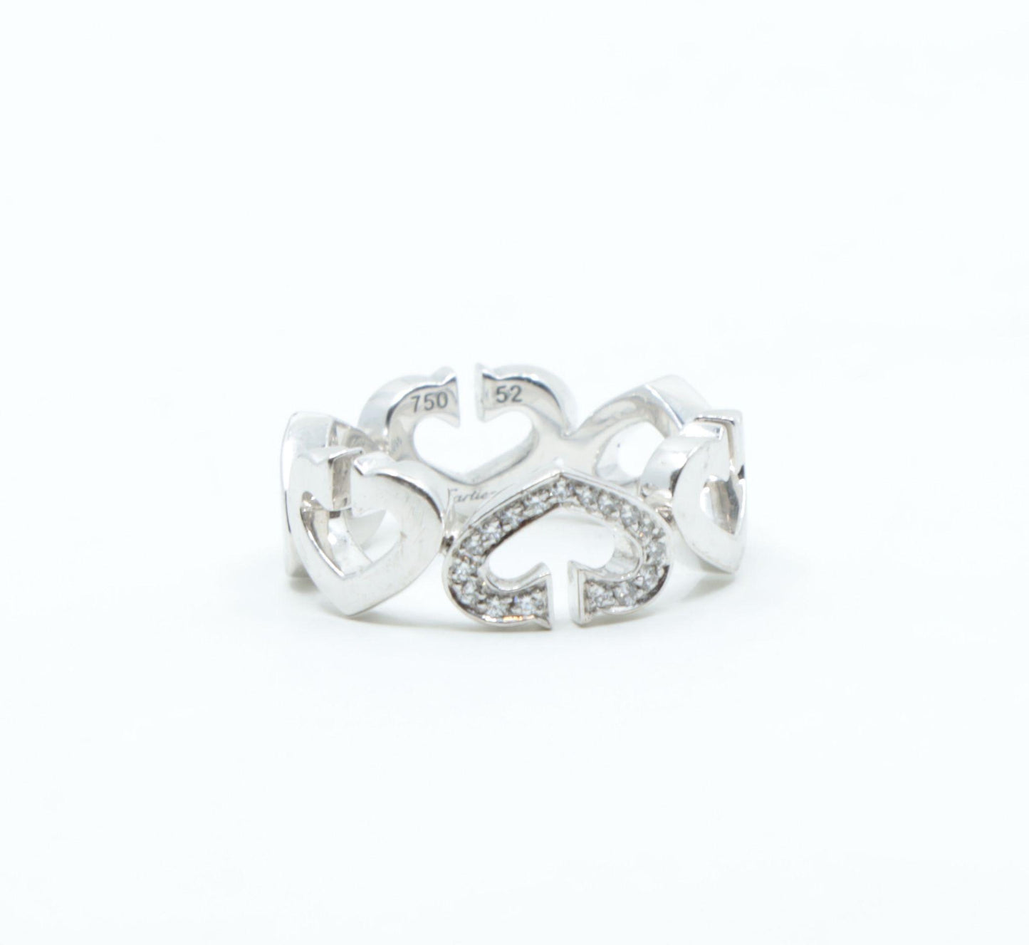 Cartier 18K White Gold Heart Diamond Band Ring